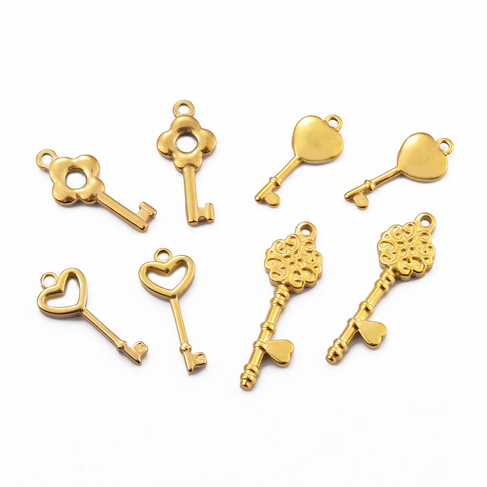 Picture of 304 Stainless Steel Charms Multicolor Key Heart