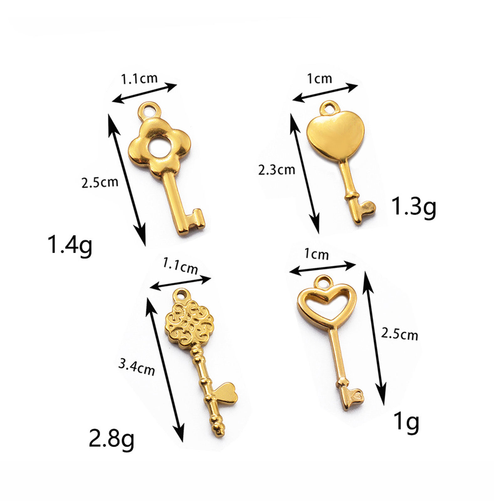 Picture of 304 Stainless Steel Charms Multicolor Key Heart