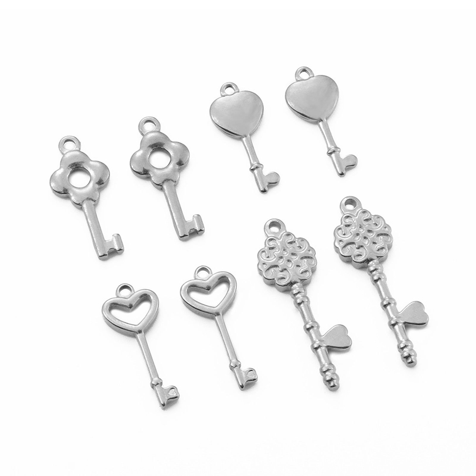Picture of 304 Stainless Steel Charms Multicolor Key Heart