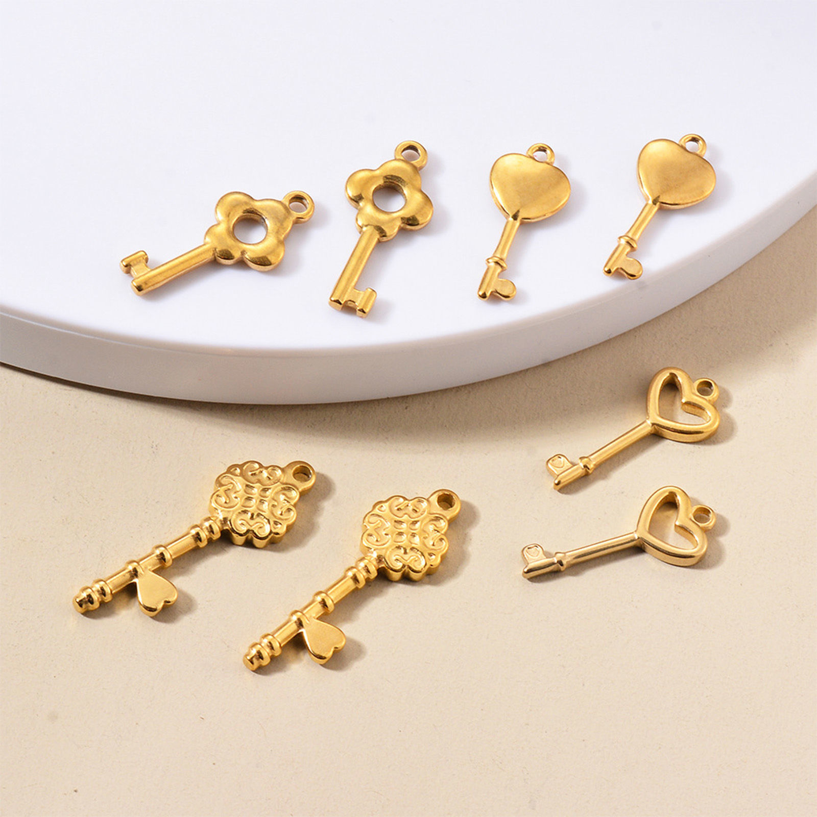 Picture of 304 Stainless Steel Charms Multicolor Key Heart