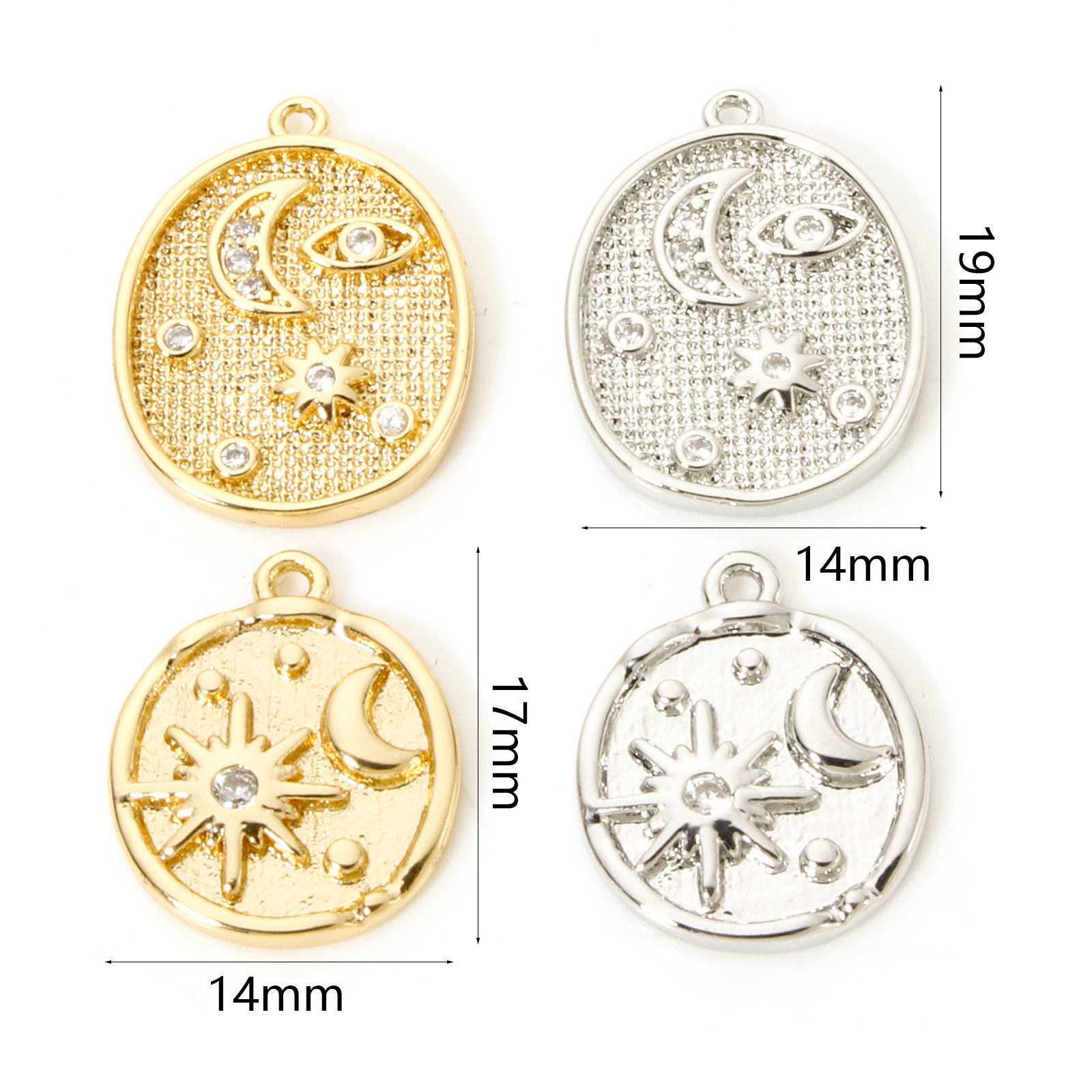 Picture of Brass Galaxy Charms Multicolor Sun Moon Clear Cubic Zirconia
