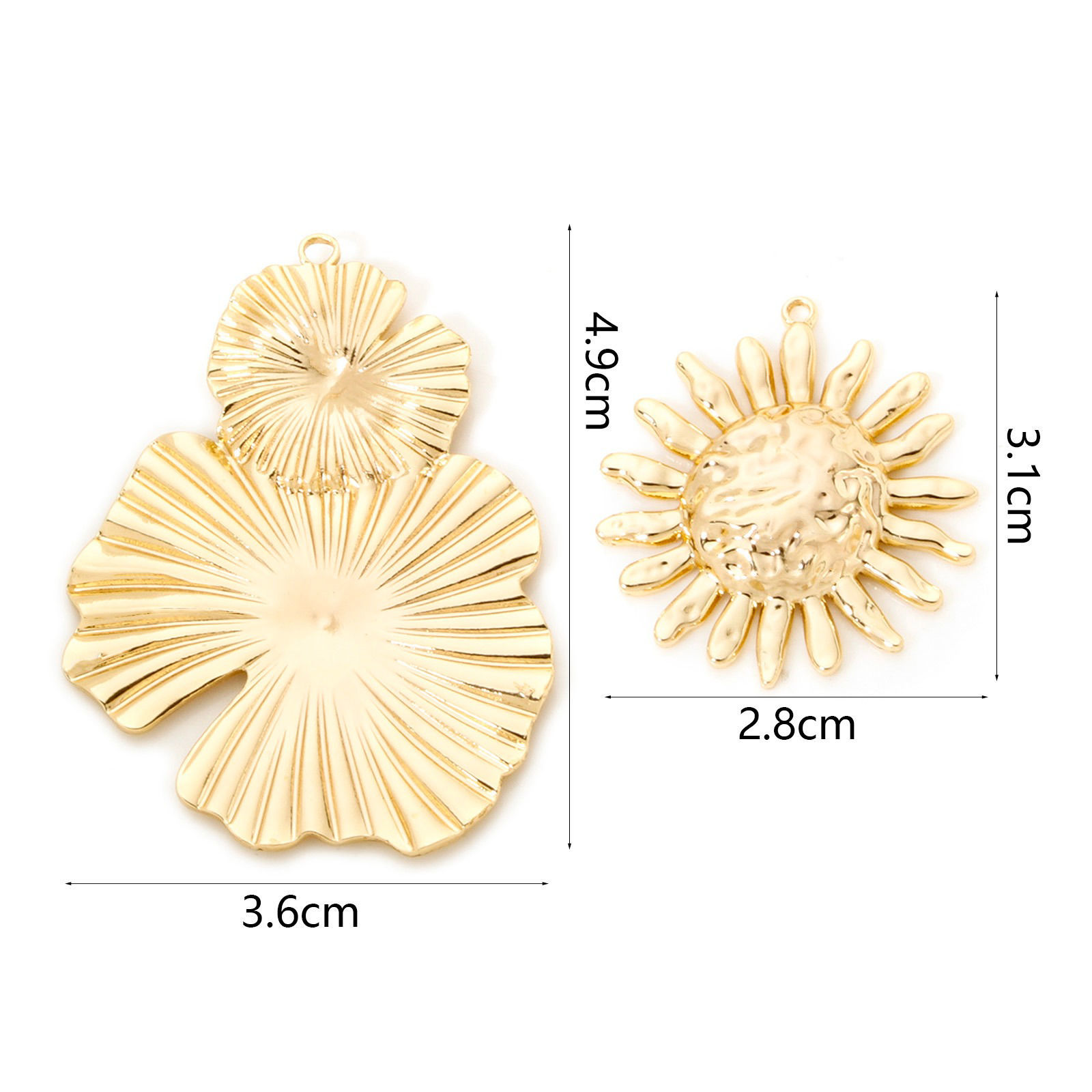 Image de 1 Pièce Pendentifs en Laiton Plaqué Or 18K Texture