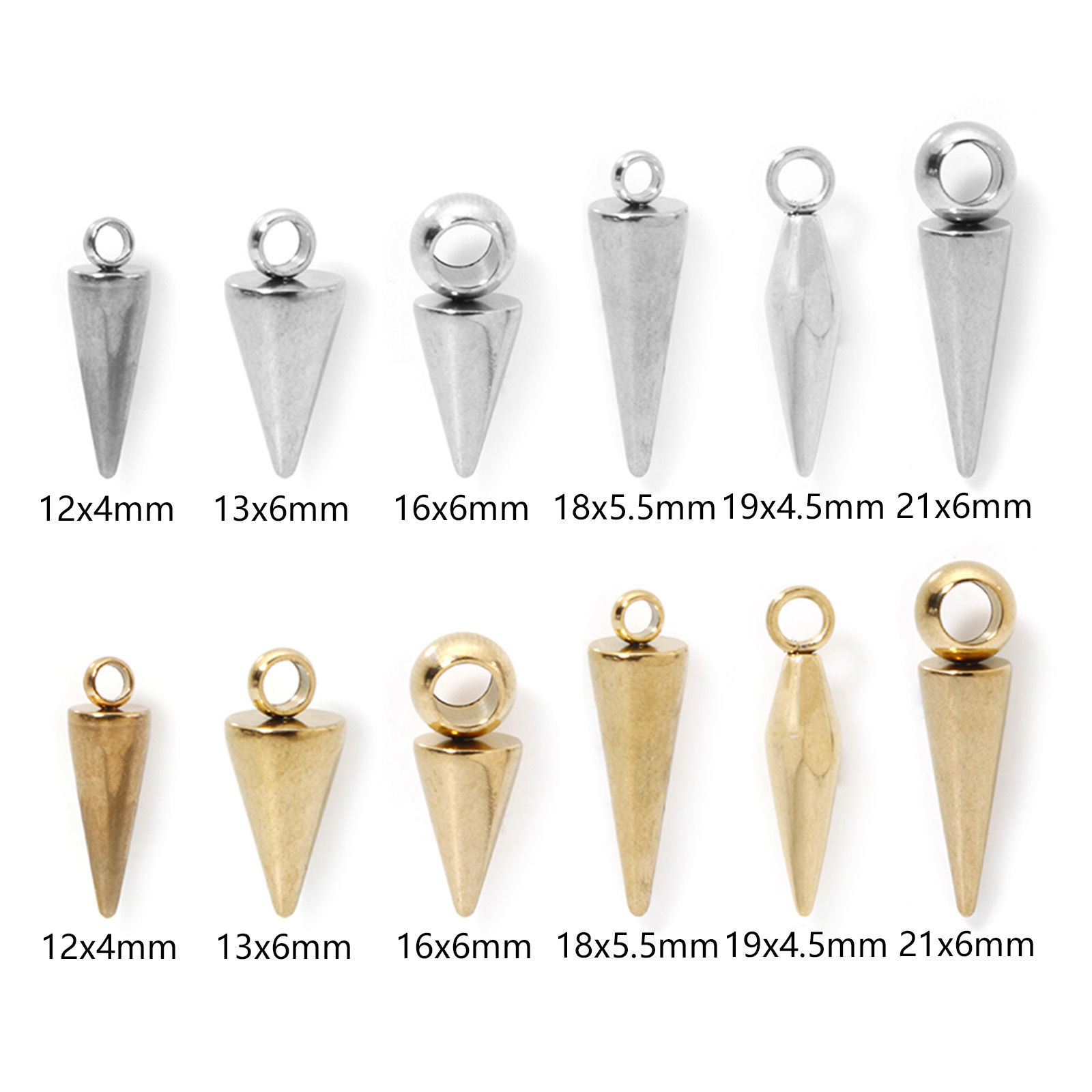 Picture of Eco-friendly Vacuum Plating 304 Stainless Steel Geometric Charms Multicolor Cone 3D