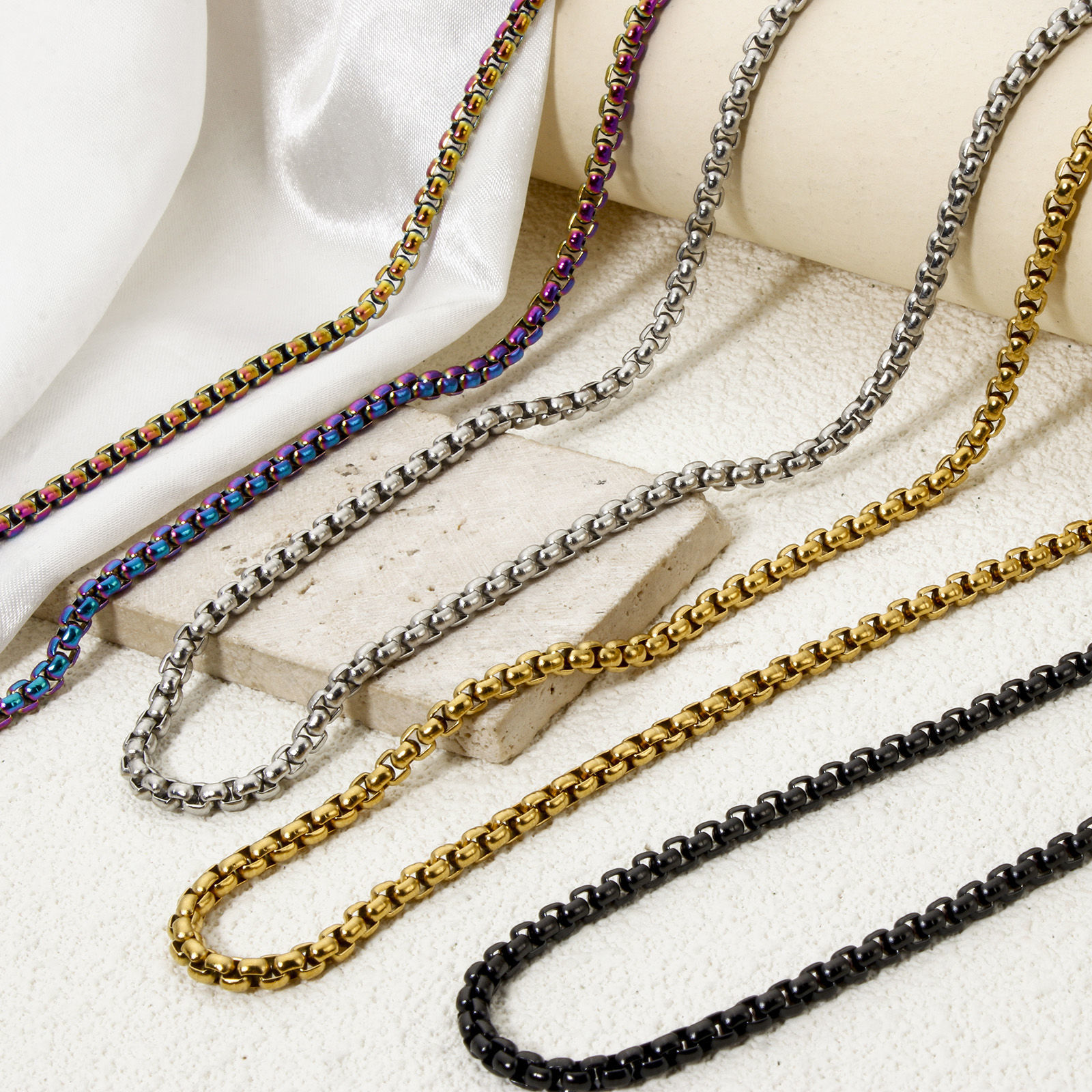 Picture of Wholesale Box Chain Necklace, 304 Stainless Steel, Unisex Minimalist Gift Jewelry For Retailer, 1 Piece