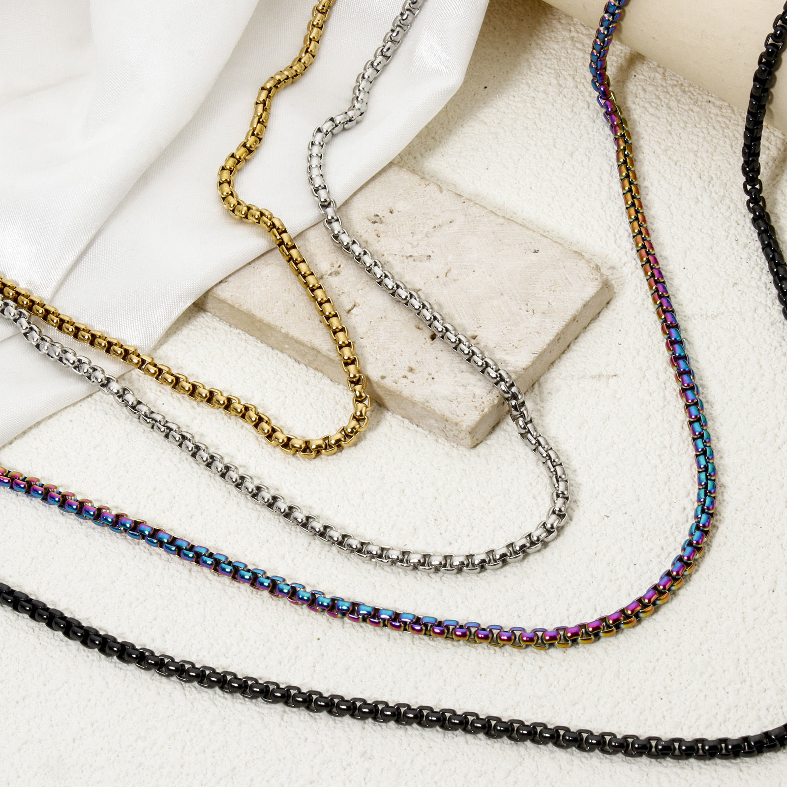 Picture of Wholesale Box Chain Necklace, 304 Stainless Steel, Unisex Minimalist Gift Jewelry For Retailer, 1 Piece