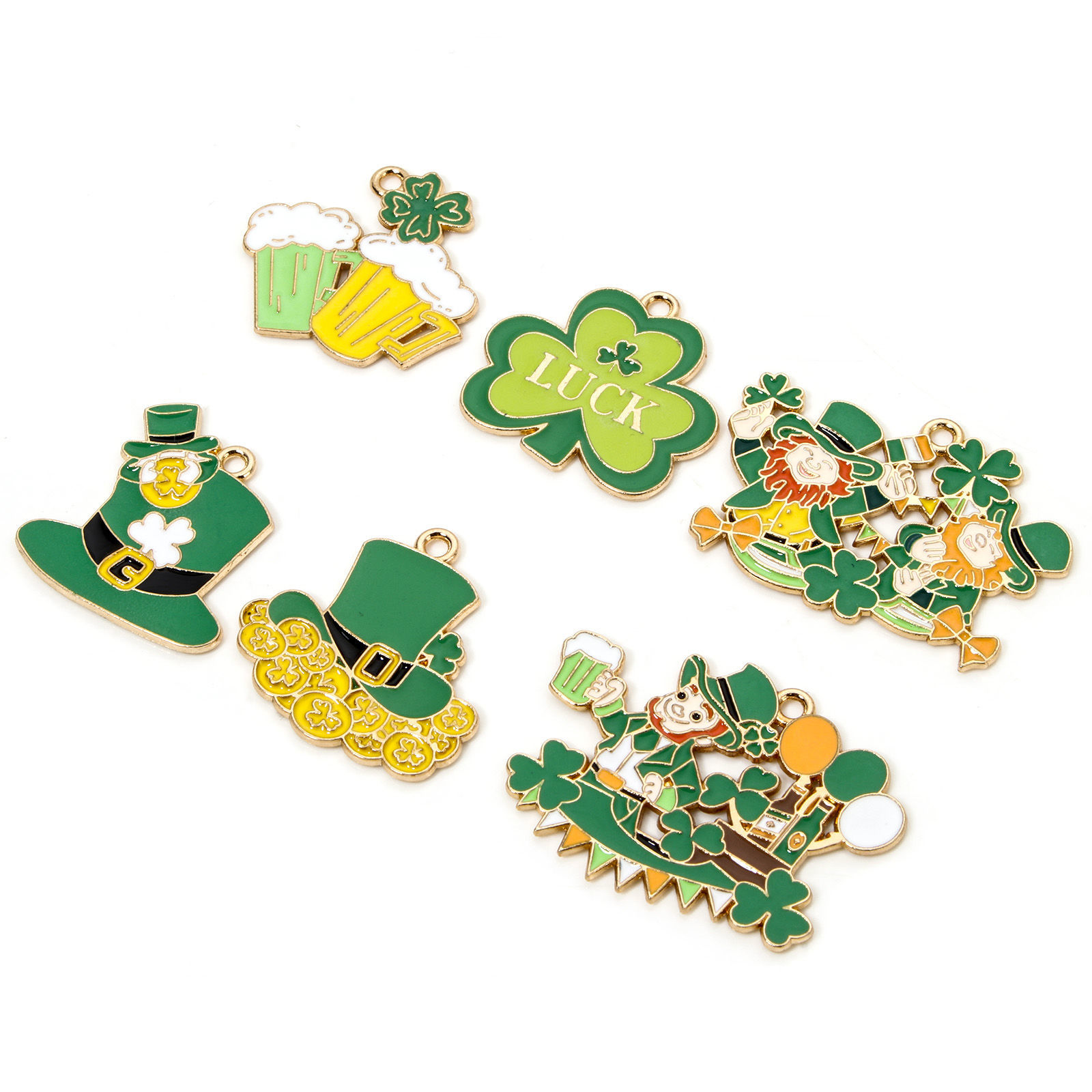 Picture of Zinc Based Alloy St Patrick's Day Pendants Gold Plated Multicolor Enamel
