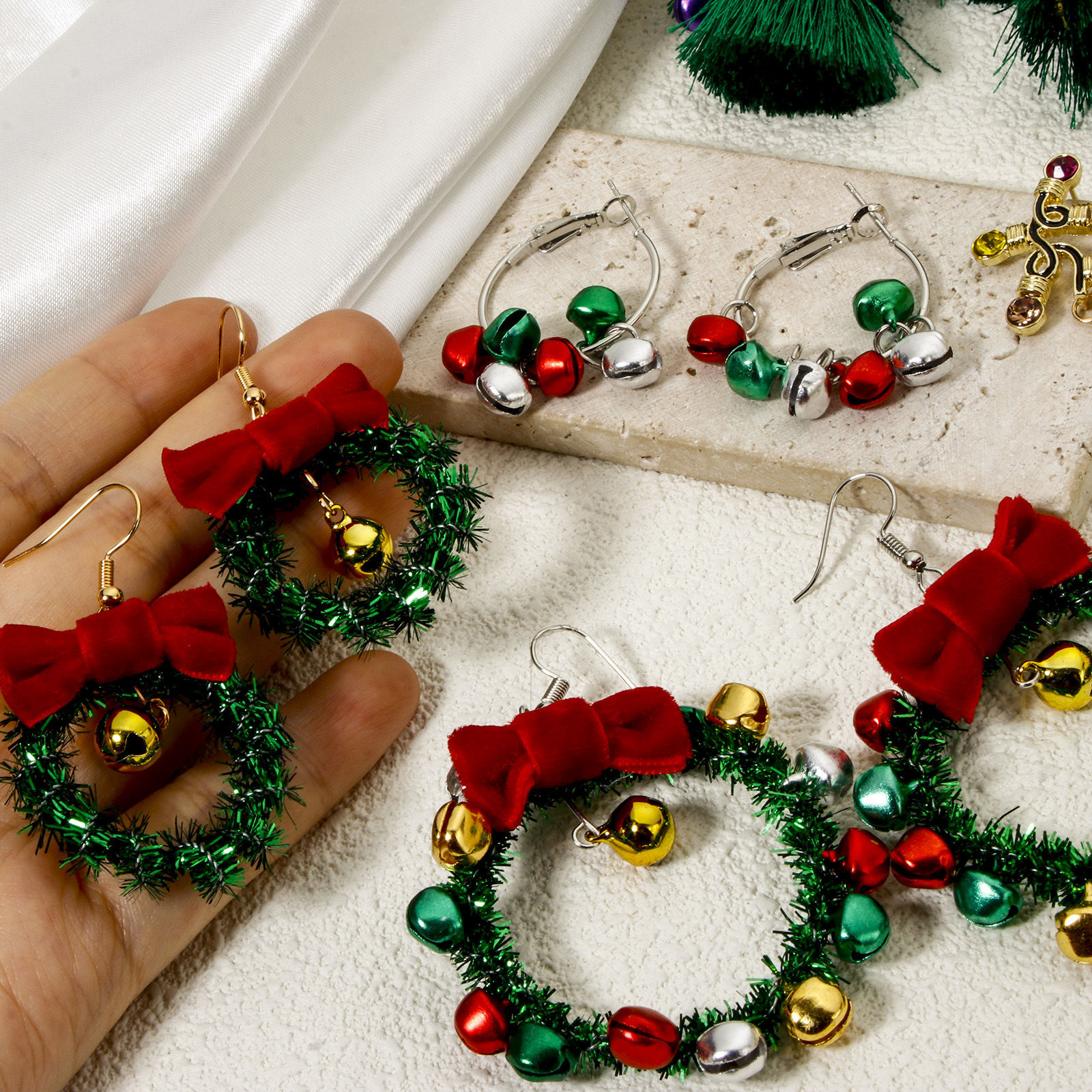Image de 1 Paire Boucles d'Oreilles Noël en Alliage de Zinc Multicolore 3D