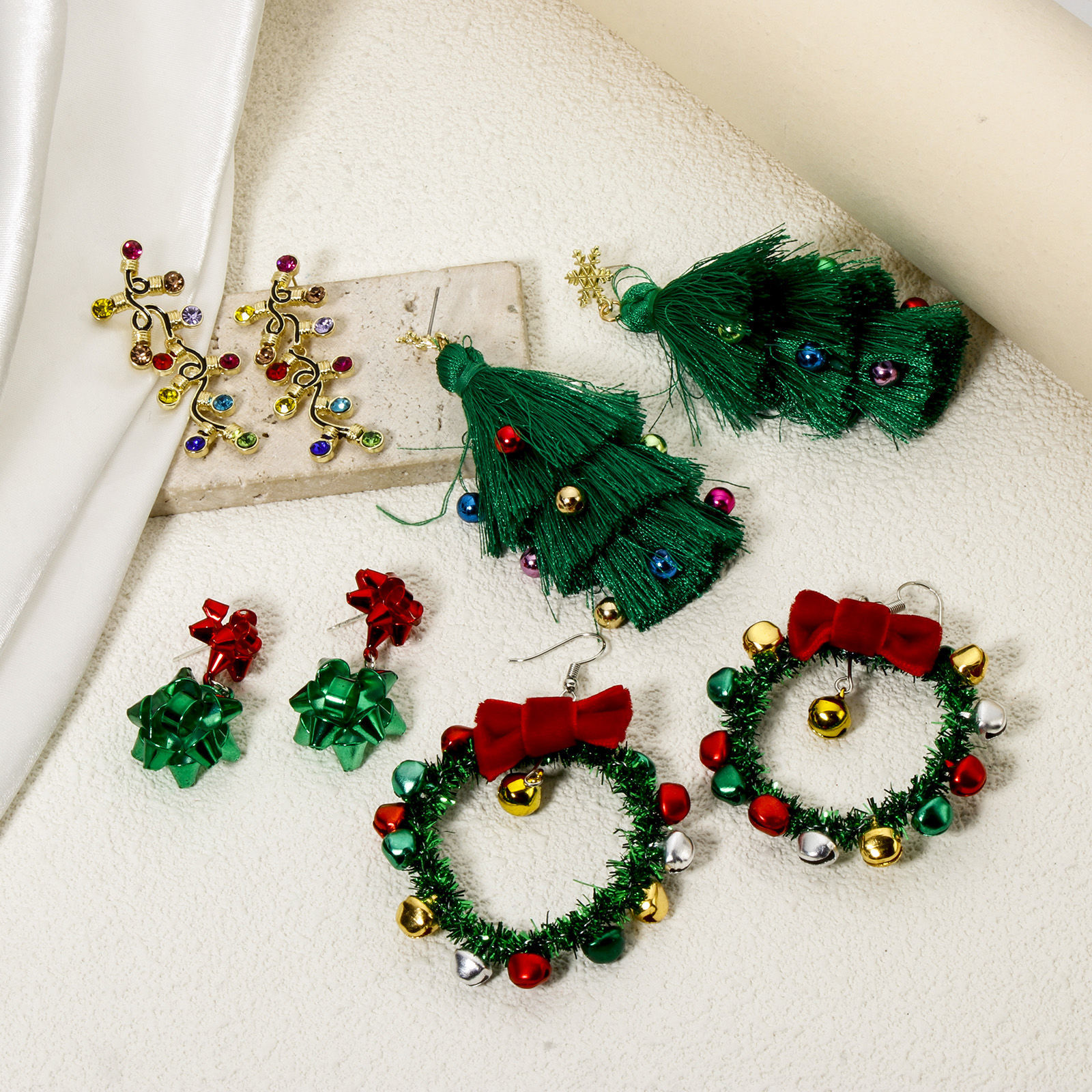 Image de 1 Paire Boucles d'Oreilles Noël en Alliage de Zinc Multicolore 3D