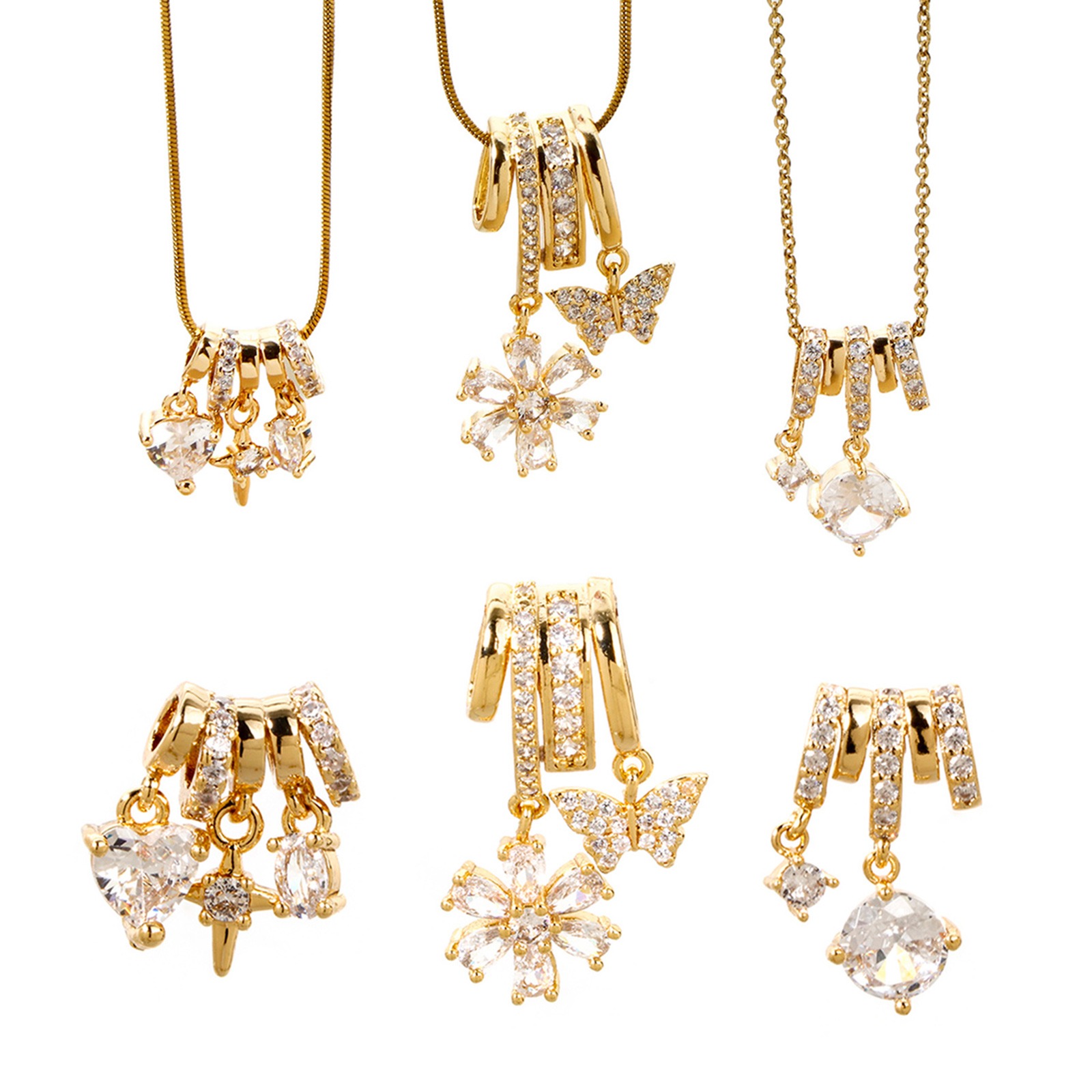 Picture of Brass Micro Pave Charms 18K Gold Plated Clear Cubic Zirconia