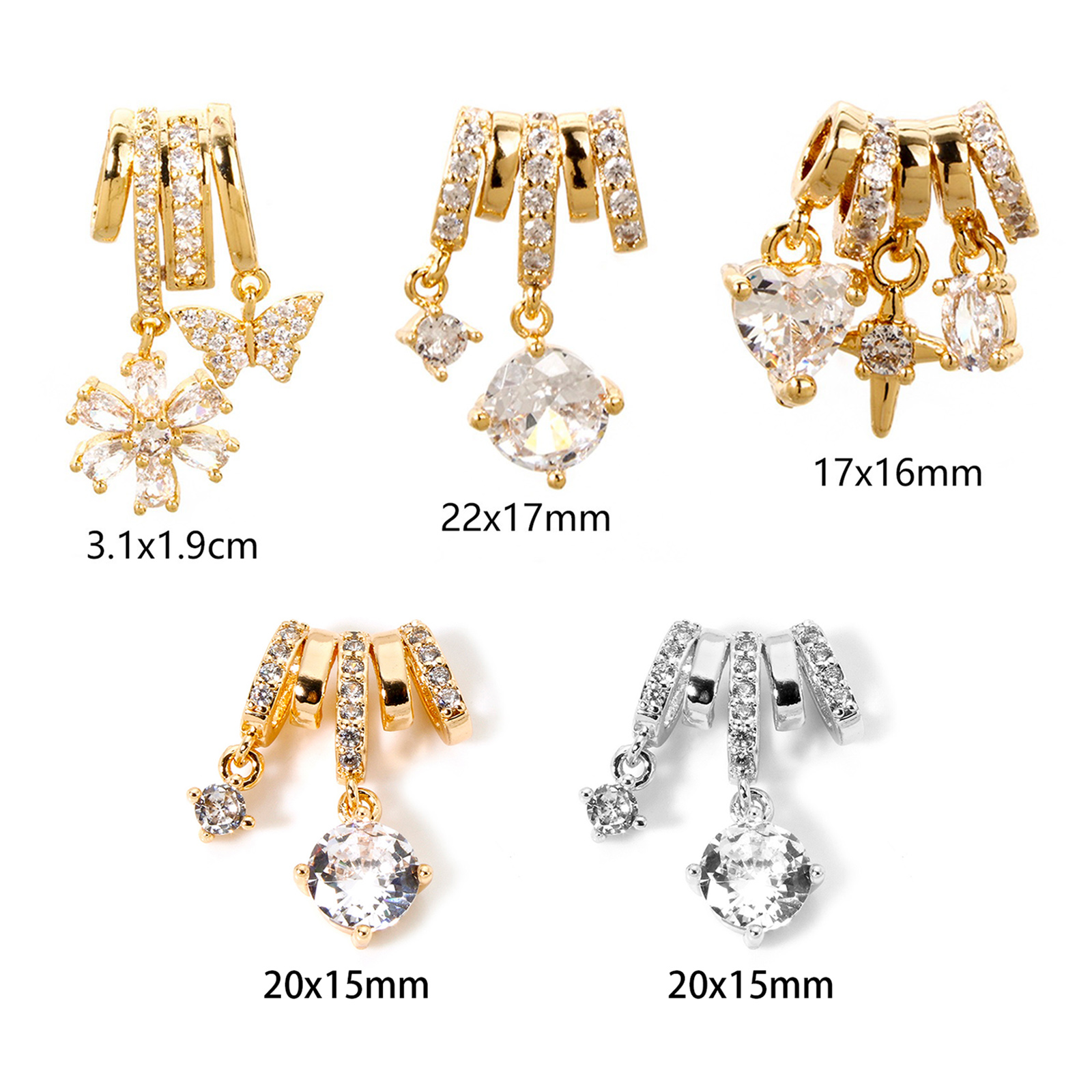 Picture of Brass Micro Pave Charms 18K Gold Plated Clear Cubic Zirconia