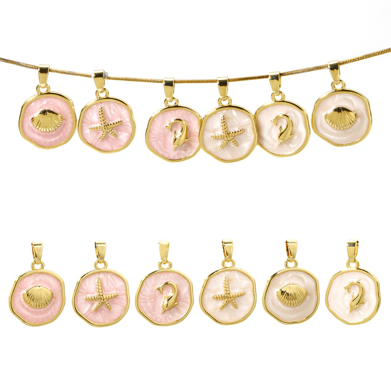 Picture of Brass Charm Pendant Real Gold Plated Irregular Enamel 22mm x 15mm