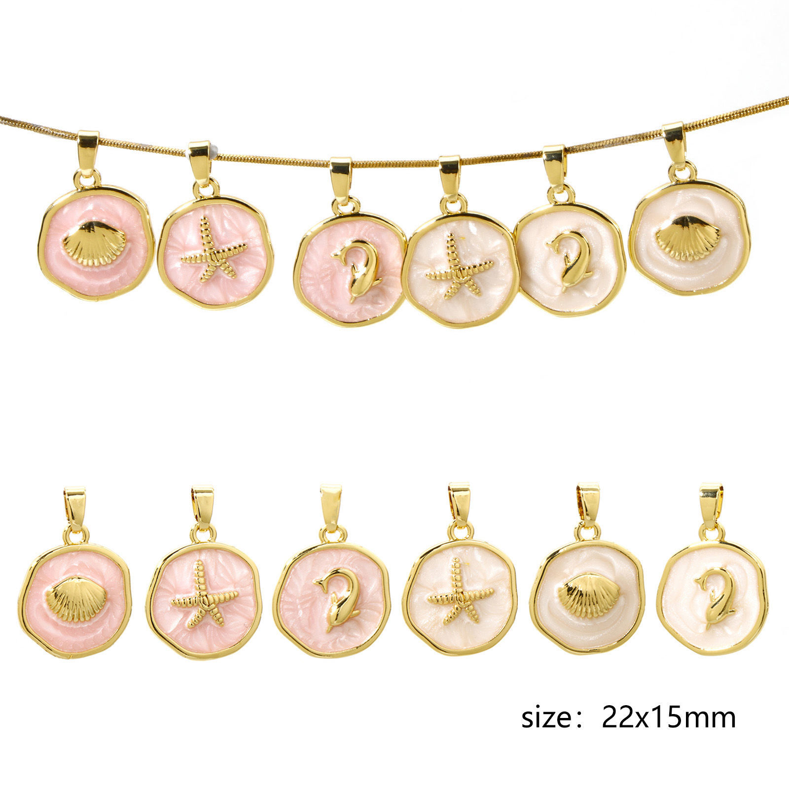 Picture of Brass Charm Pendant Real Gold Plated Irregular Enamel 22mm x 15mm