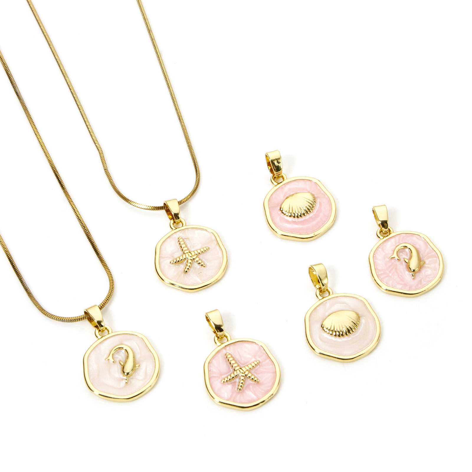 Picture of Brass Charm Pendant Real Gold Plated Irregular Enamel 22mm x 15mm