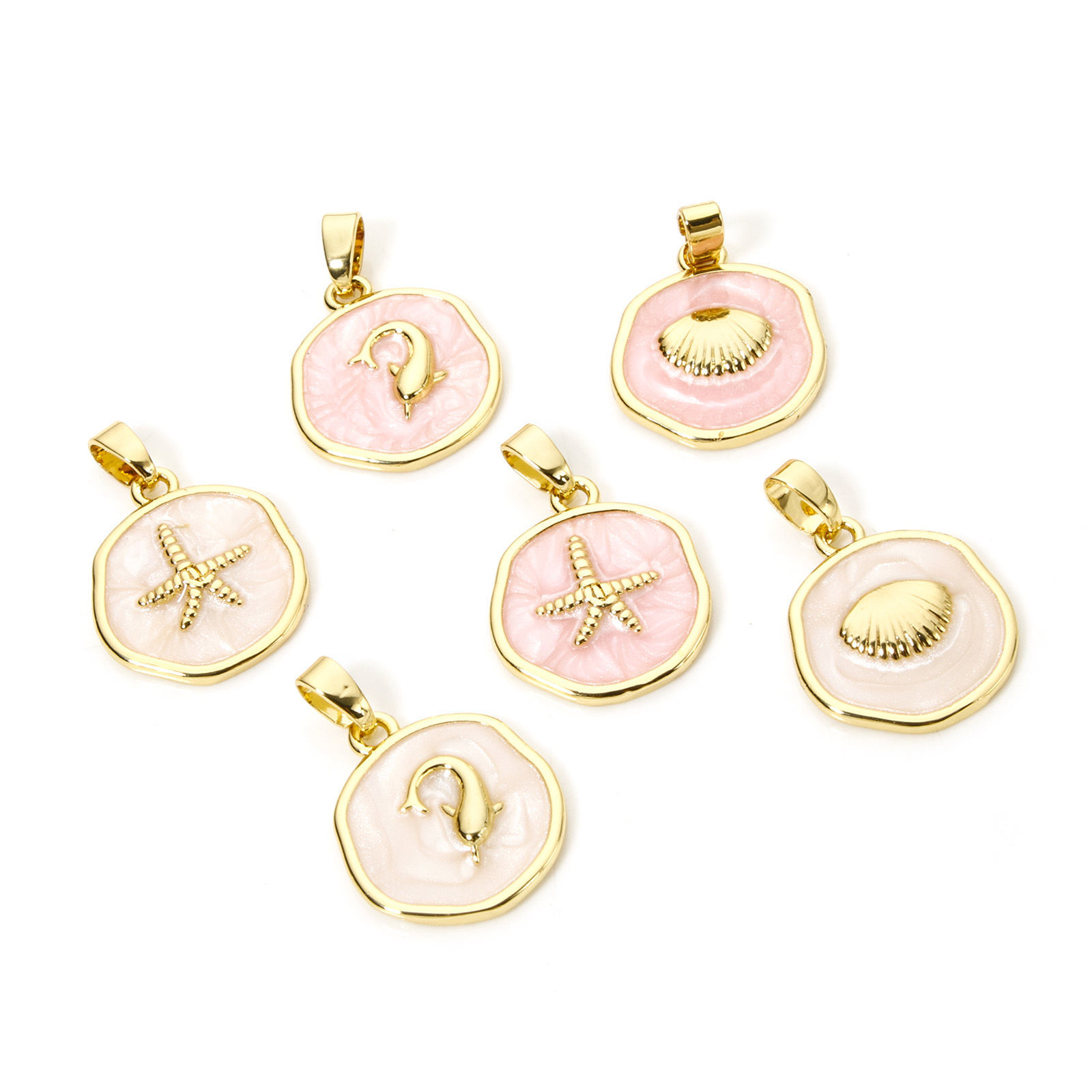 Picture of Brass Charm Pendant Real Gold Plated Irregular Enamel 22mm x 15mm