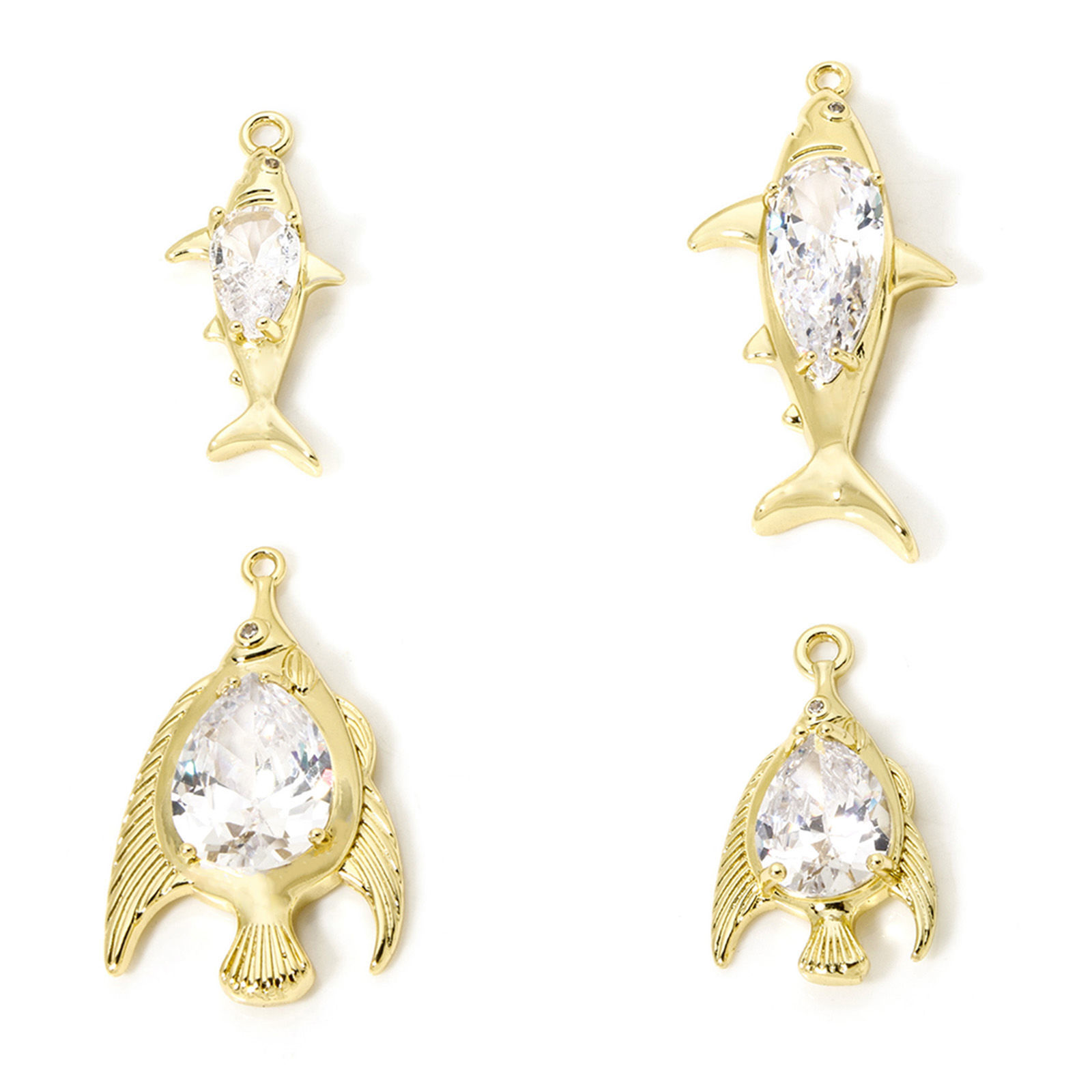 Picture of Eco-friendly Brass Ocean Jewelry Pendants 18K Real Gold Plated Fish Animal Clear Cubic Zirconia