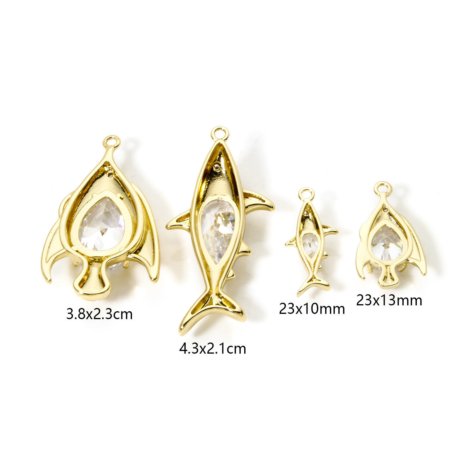 Picture of Eco-friendly Brass Ocean Jewelry Pendants 18K Real Gold Plated Fish Animal Clear Cubic Zirconia
