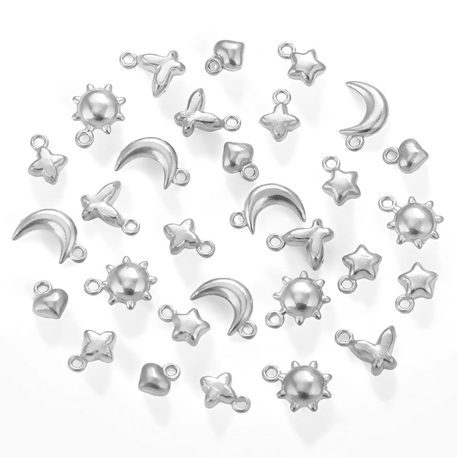 Immagine di 5 Pz 304 Acciaio Inossidabile Mini Ciondoli Tono Argento 3D