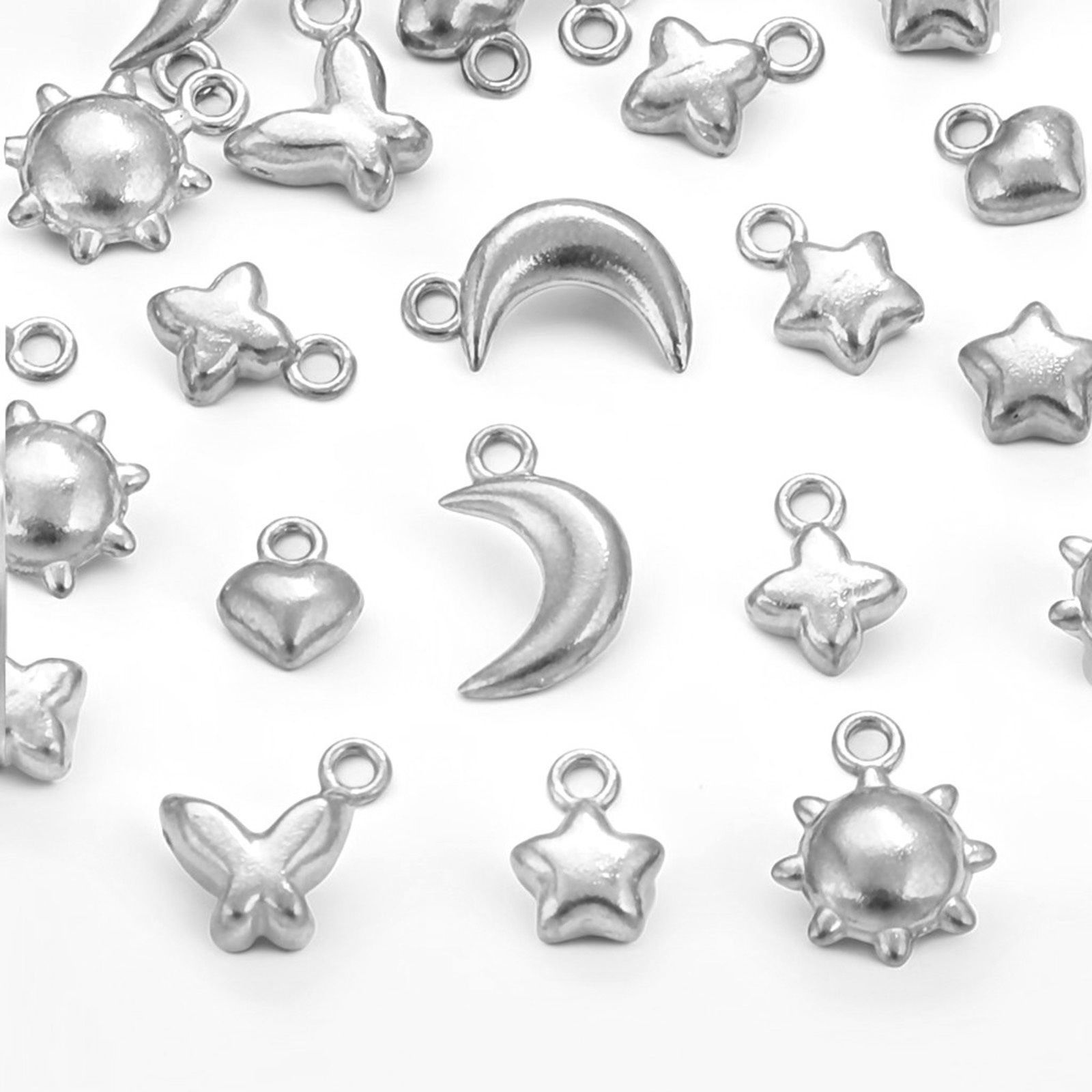 Immagine di 5 Pz 304 Acciaio Inossidabile Mini Ciondoli Tono Argento 3D