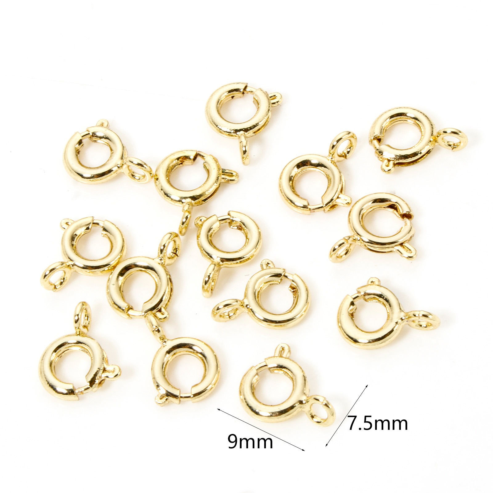 Image de 5 Pcs Fermoirs à Ressort en Laiton Respectueux de la Nature Rond Plaqué Or Véritable