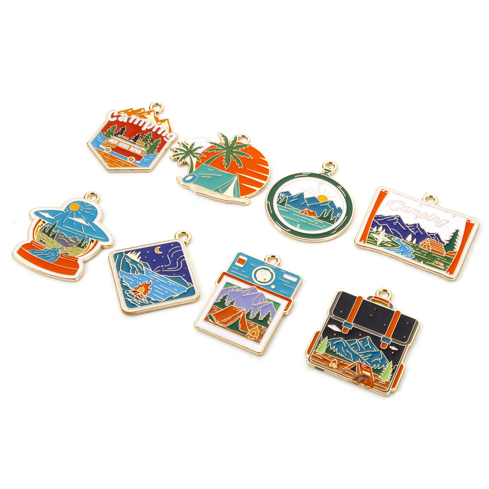 Picture of Zinc Based Alloy Travel Camping Theme Pendants Gold Plated Multicolor Enamel