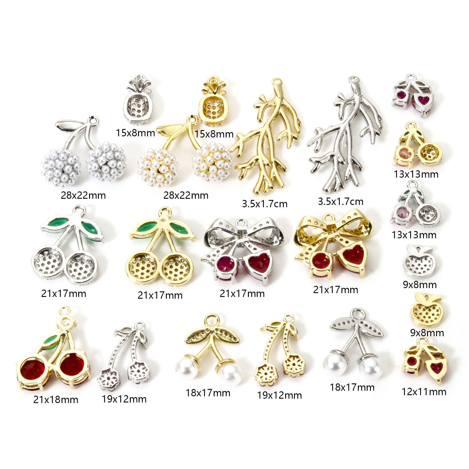 Image de 1 Pièce Breloques en Laiton Multicolore Cerise