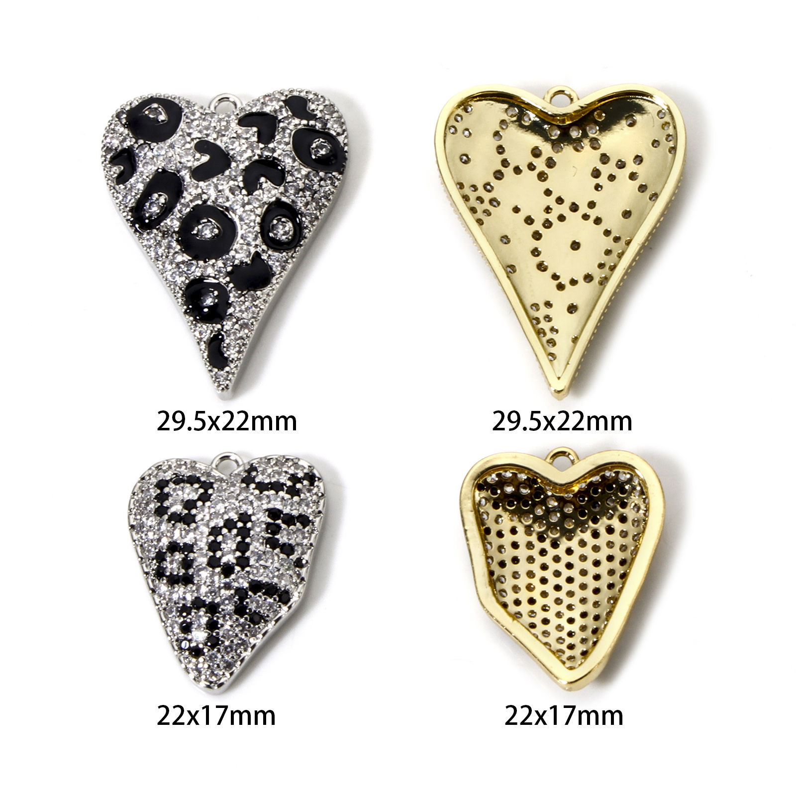Picture of Brass Valentine's Day Charms Multicolor Heart Leopard Print Micro Pave
