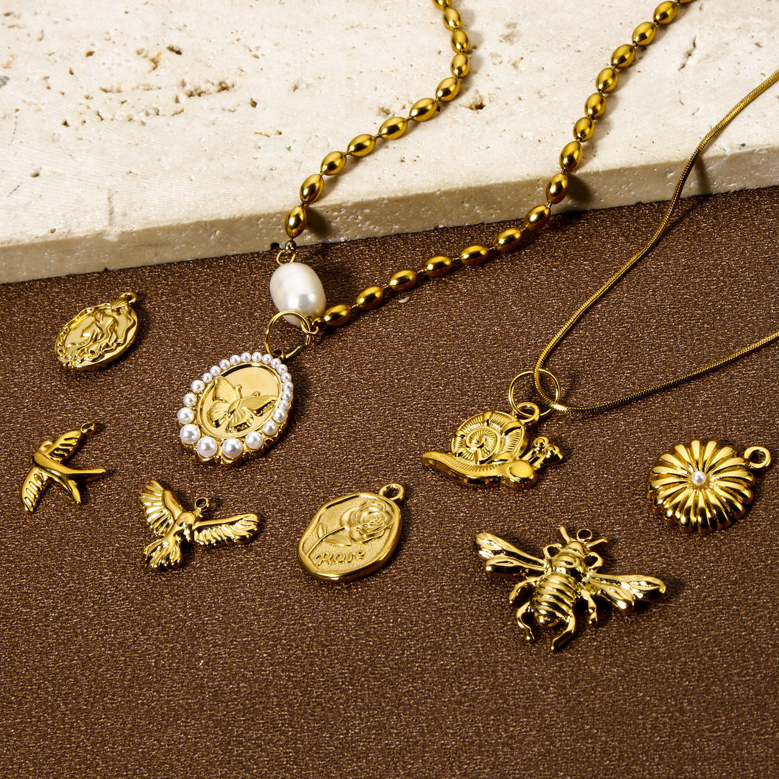 Picture of Eco-friendly PVD Vacuum Plating 304 Stainless Steel Pendants 18K Real Gold Plated