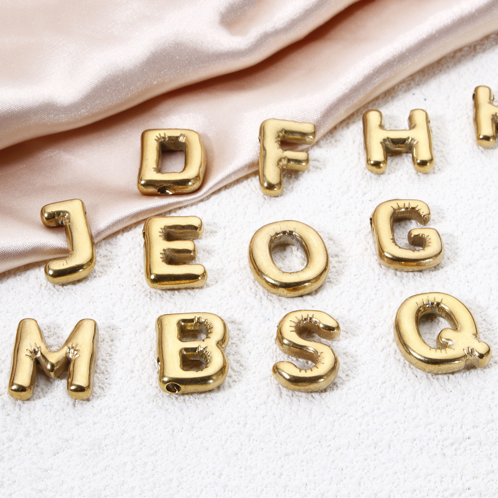 Picture of Eco-friendly Vacuum Plating 304 Stainless Steel Charms 18K Real Gold Plated Capital Alphabet Initial Letter Message " A-Z "