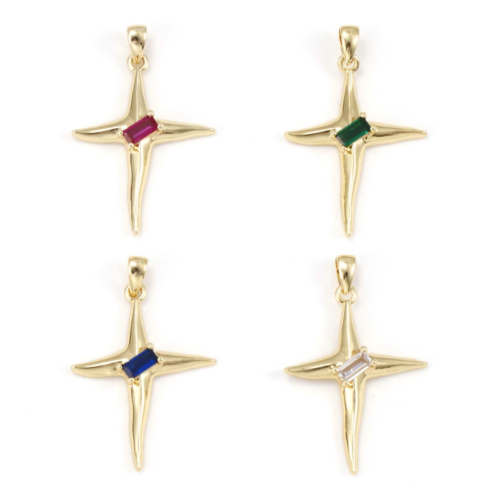 Picture of Eco-friendly Brass & Glass Galaxy Pendants 18K Real Gold Plated Star 3.2cm x 2.1cm