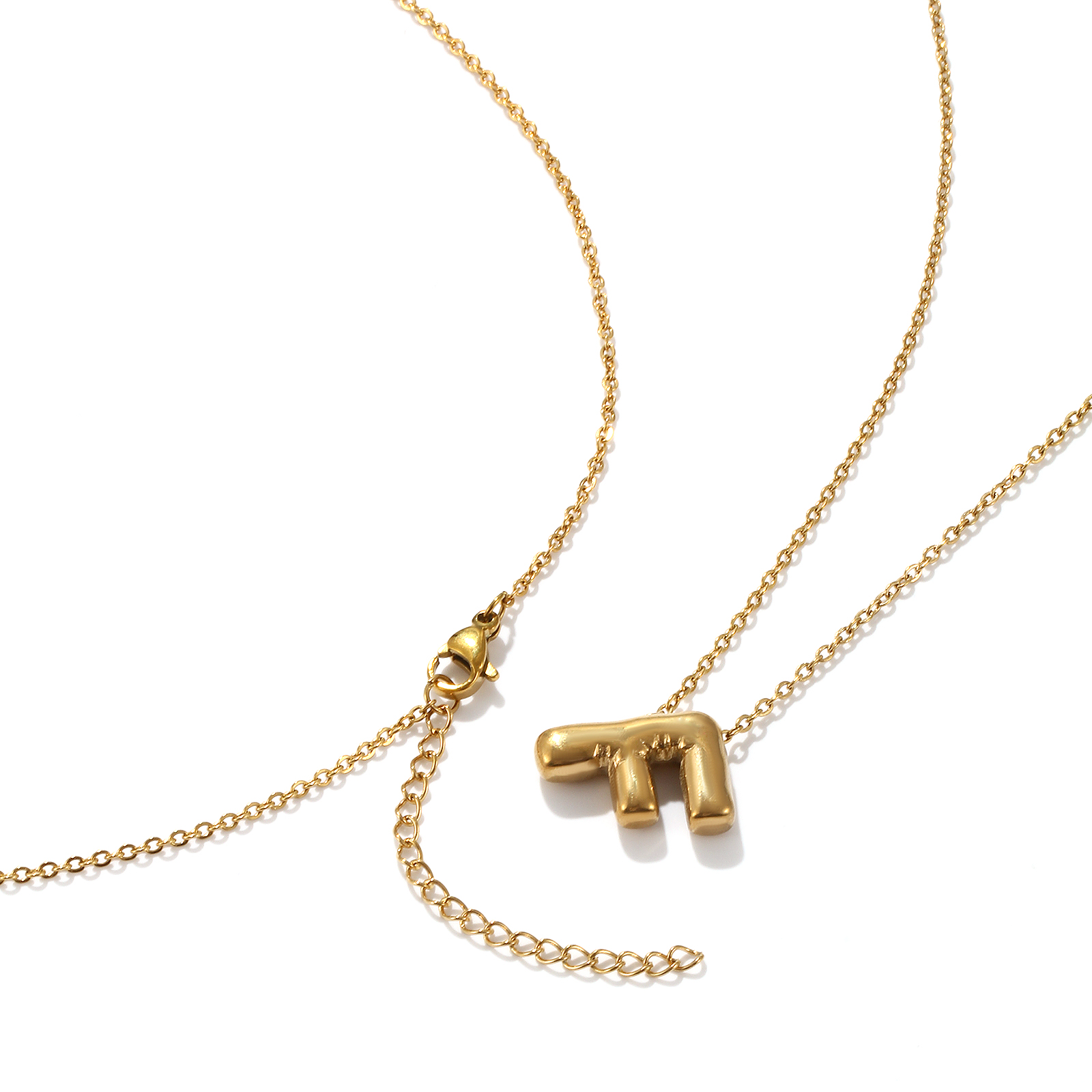 Picture of Eco-friendly Vacuum Plating Minimalist Stylish 18K Real Gold Plated 304 Stainless Steel Link Cable Chain Capital Alphabet Initial Letter Message " A-Z " Pendant Charm Necklace Unisex Gift 45cm(17.7") + 5cm(2") long