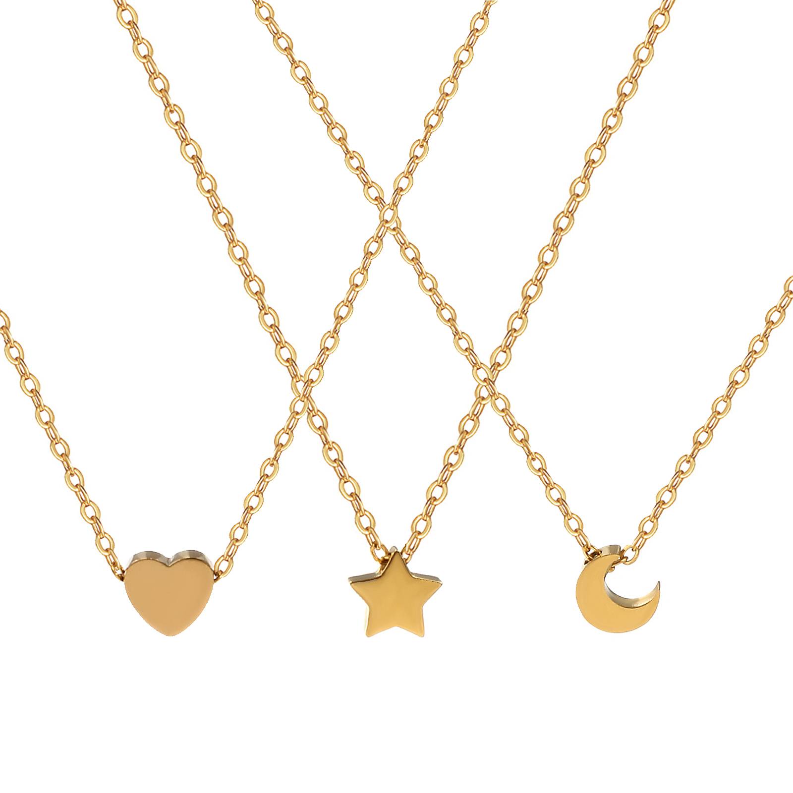 Picture of Eco-friendly PVD Vacuum Plating Stylish 18K Gold Plated 304 Stainless Steel Link Cable Chain Geometric Double-sided Polishing Pendant Charm Necklace For Women Gift 45cm(17.7") + 5cm(2") long