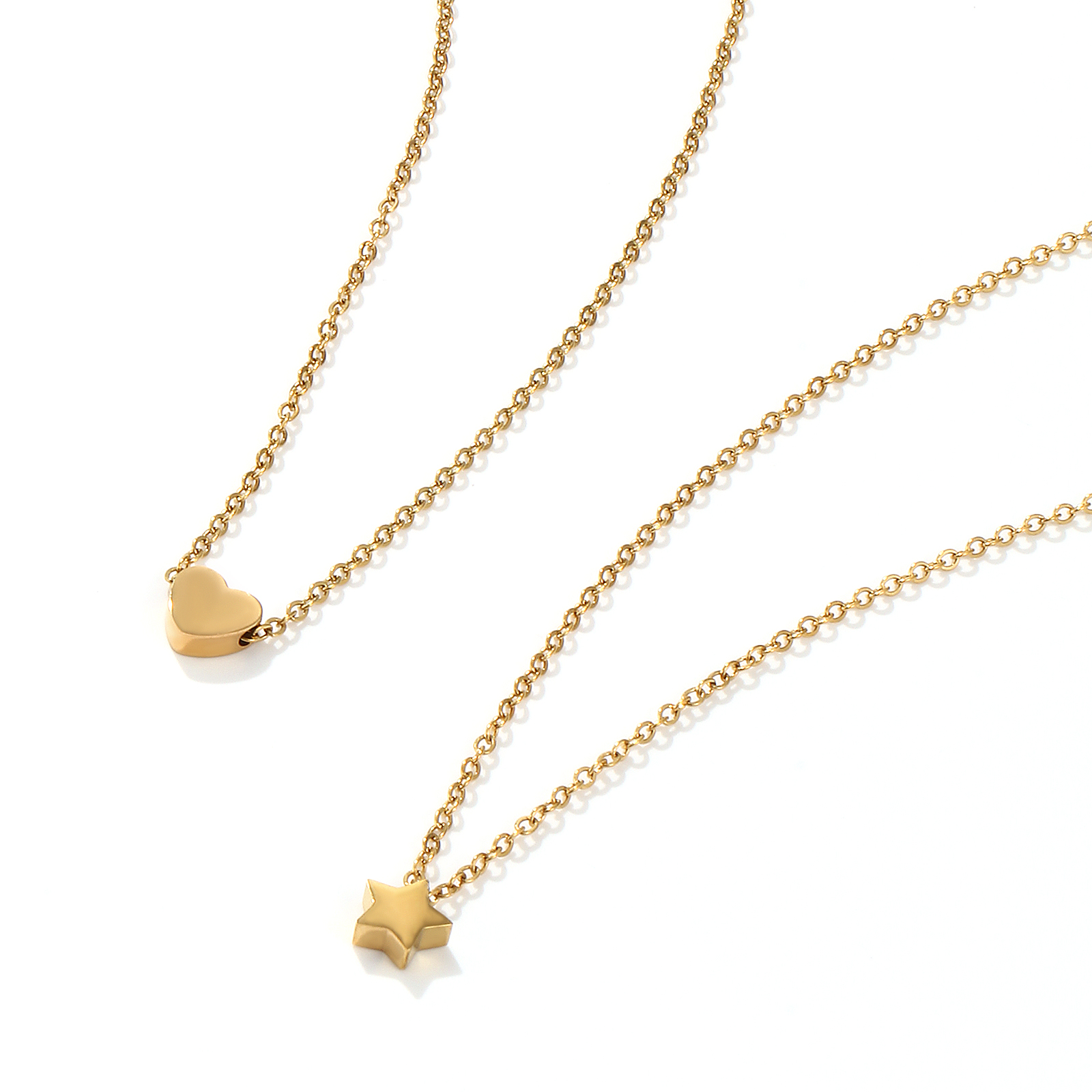 Picture of Eco-friendly PVD Vacuum Plating Stylish 18K Gold Plated 304 Stainless Steel Link Cable Chain Geometric Double-sided Polishing Pendant Charm Necklace For Women Gift 45cm(17.7") + 5cm(2") long