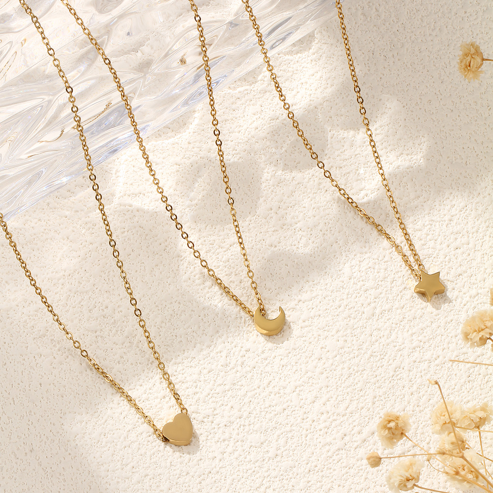 Picture of Eco-friendly PVD Vacuum Plating Stylish 18K Gold Plated 304 Stainless Steel Link Cable Chain Geometric Double-sided Polishing Pendant Charm Necklace For Women Gift 45cm(17.7") + 5cm(2") long