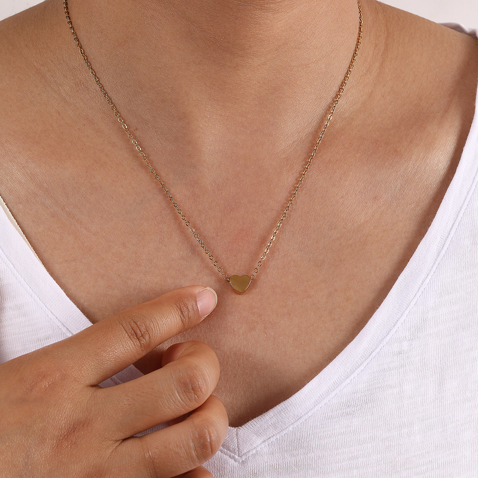 Picture of Eco-friendly PVD Vacuum Plating Stylish 18K Gold Plated 304 Stainless Steel Link Cable Chain Geometric Double-sided Polishing Pendant Charm Necklace For Women Gift 45cm(17.7") + 5cm(2") long