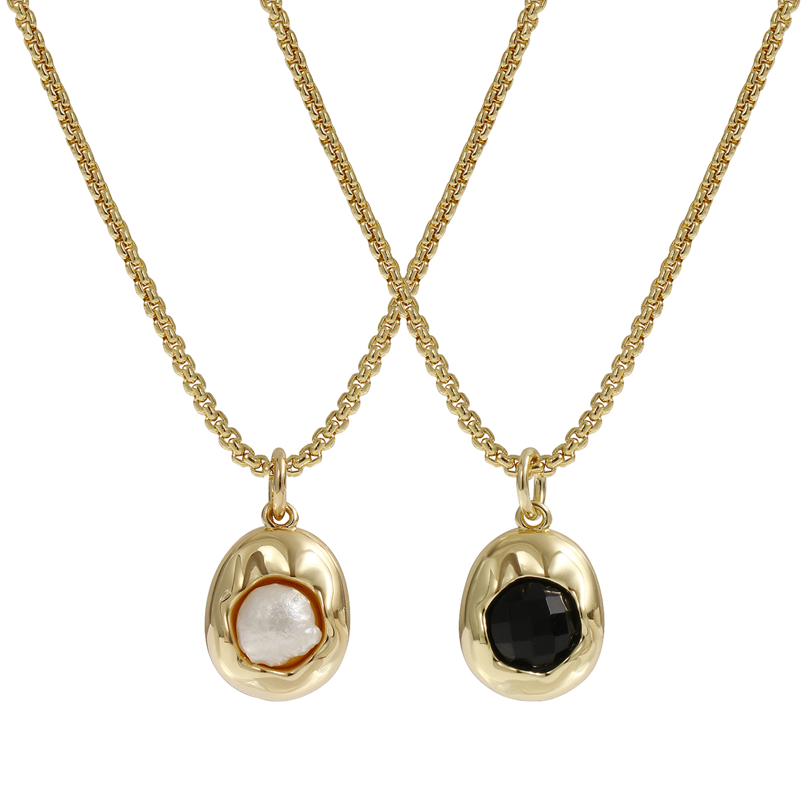 Picture of 18K Real Gold Plated Link Cable Chain Oval Pendant Charm Necklace, Brass & Acrylic 45cm(17.7") + 5cm(2"), For Women, Stylish Simple Gift, Eco-friendly