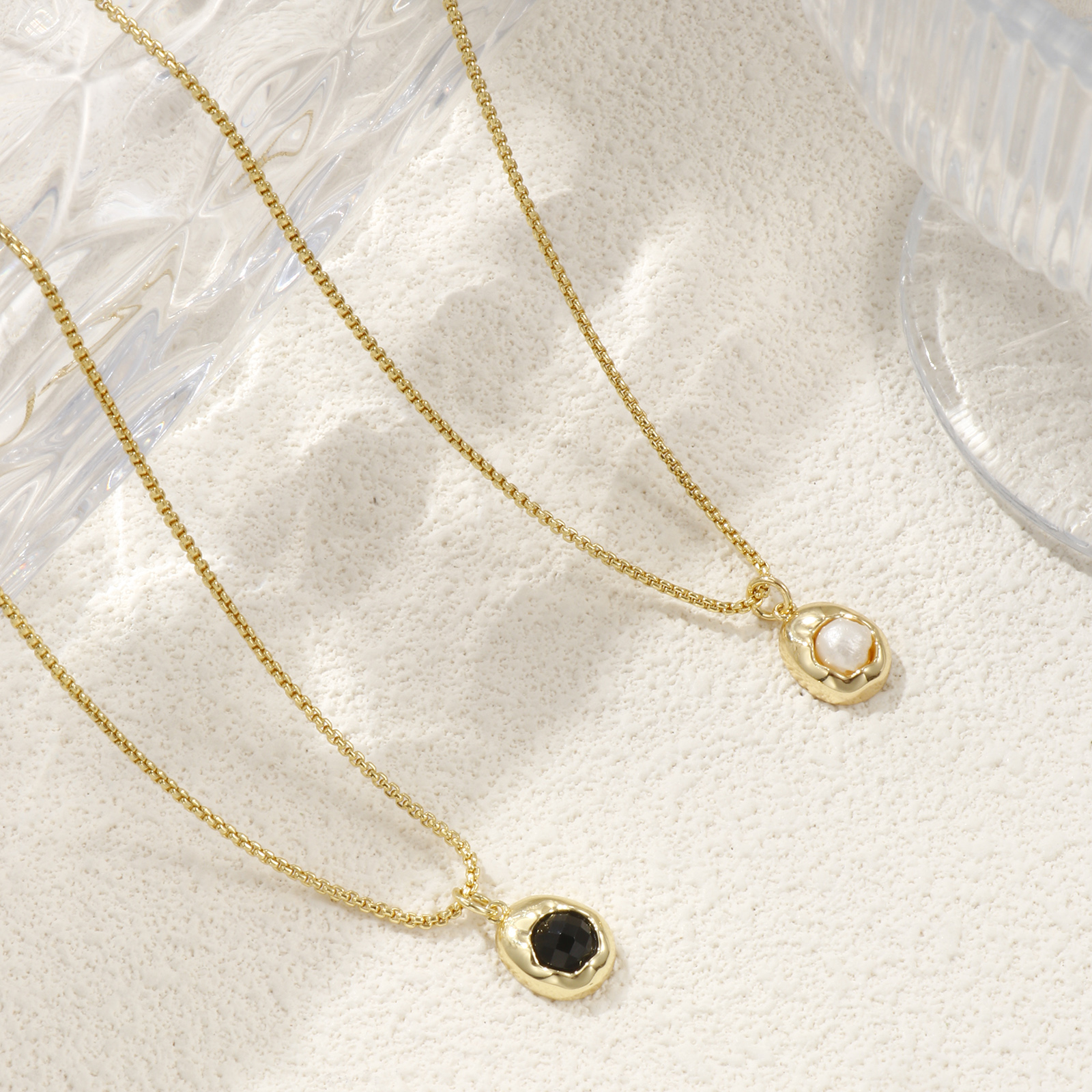 Picture of 18K Real Gold Plated Link Cable Chain Oval Pendant Charm Necklace, Brass & Acrylic 45cm(17.7") + 5cm(2"), For Women, Stylish Simple Gift, Eco-friendly