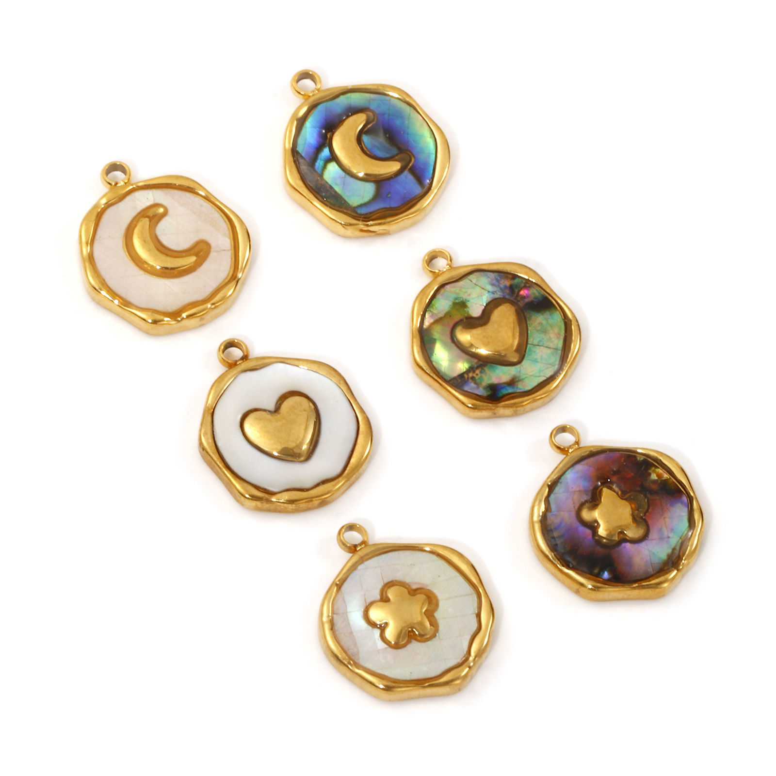 Picture of Eco-friendly PVD Vacuum Plating 304 Stainless Steel & Natural Shell Charms 18K Real Gold Plated