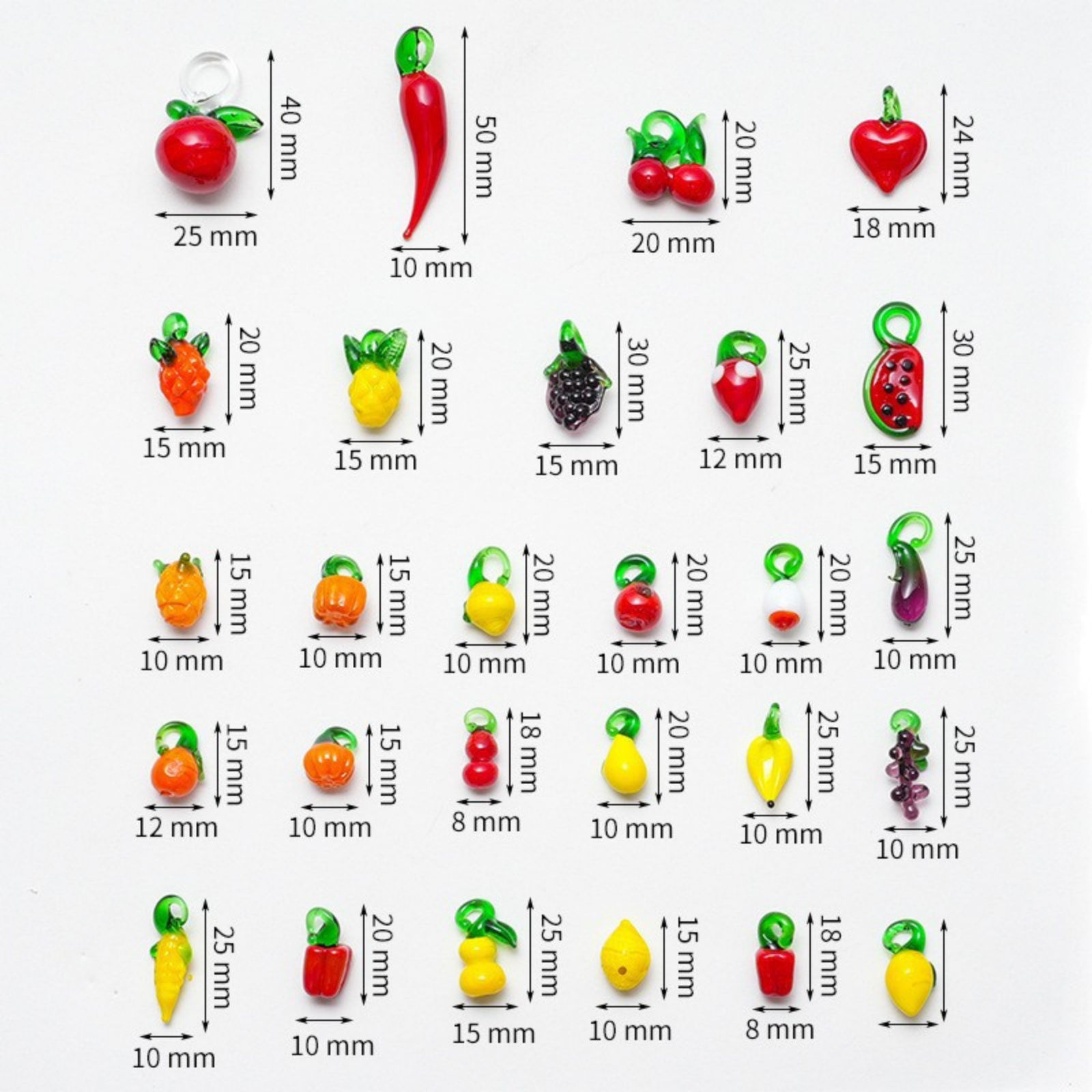 Imagen de 5 Unidades Vidrio Murano Colgantes Multicolor Fruta