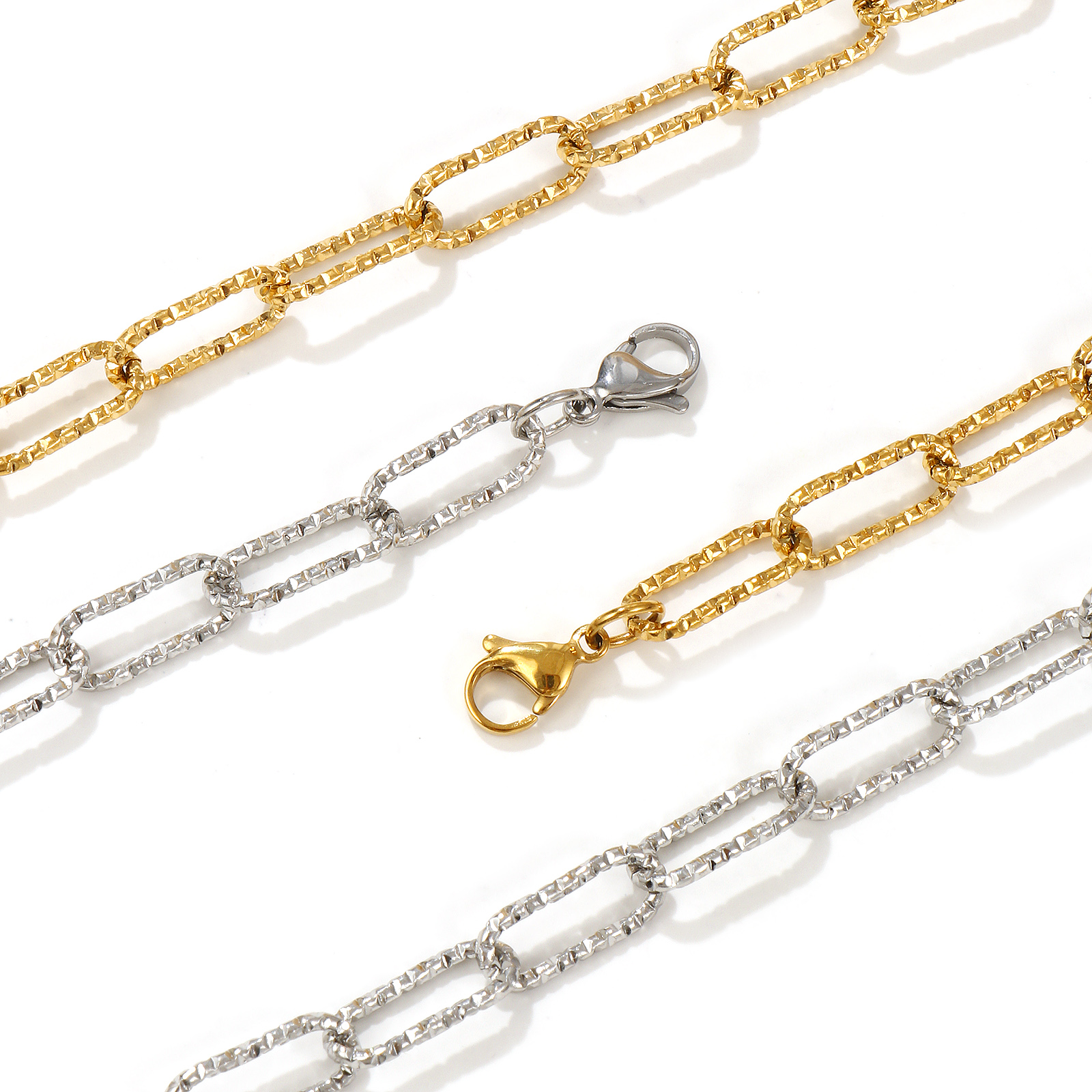 Picture of Wholesale Paperclip Link Chain Necklace, Multicolor 304 Stainless Steel, Unisex Eco-friendly Exquisite Minimalist Gift Jewelry For Retailer, 40cm(15.7") long, 1 Piece