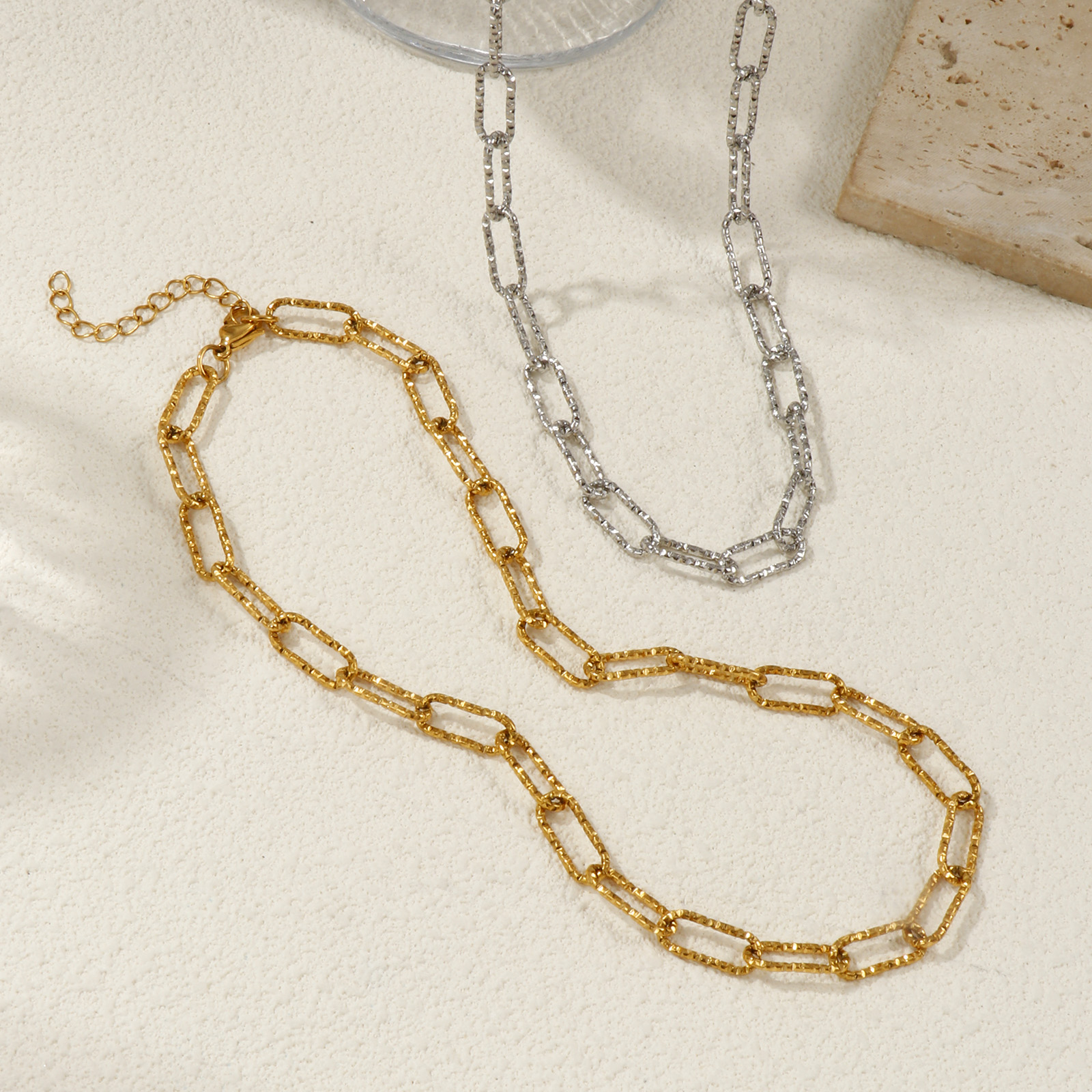 Picture of Wholesale Paperclip Link Chain Necklace, Multicolor 304 Stainless Steel, Unisex Eco-friendly Exquisite Minimalist Gift Jewelry For Retailer, 40cm(15.7") long, 1 Piece