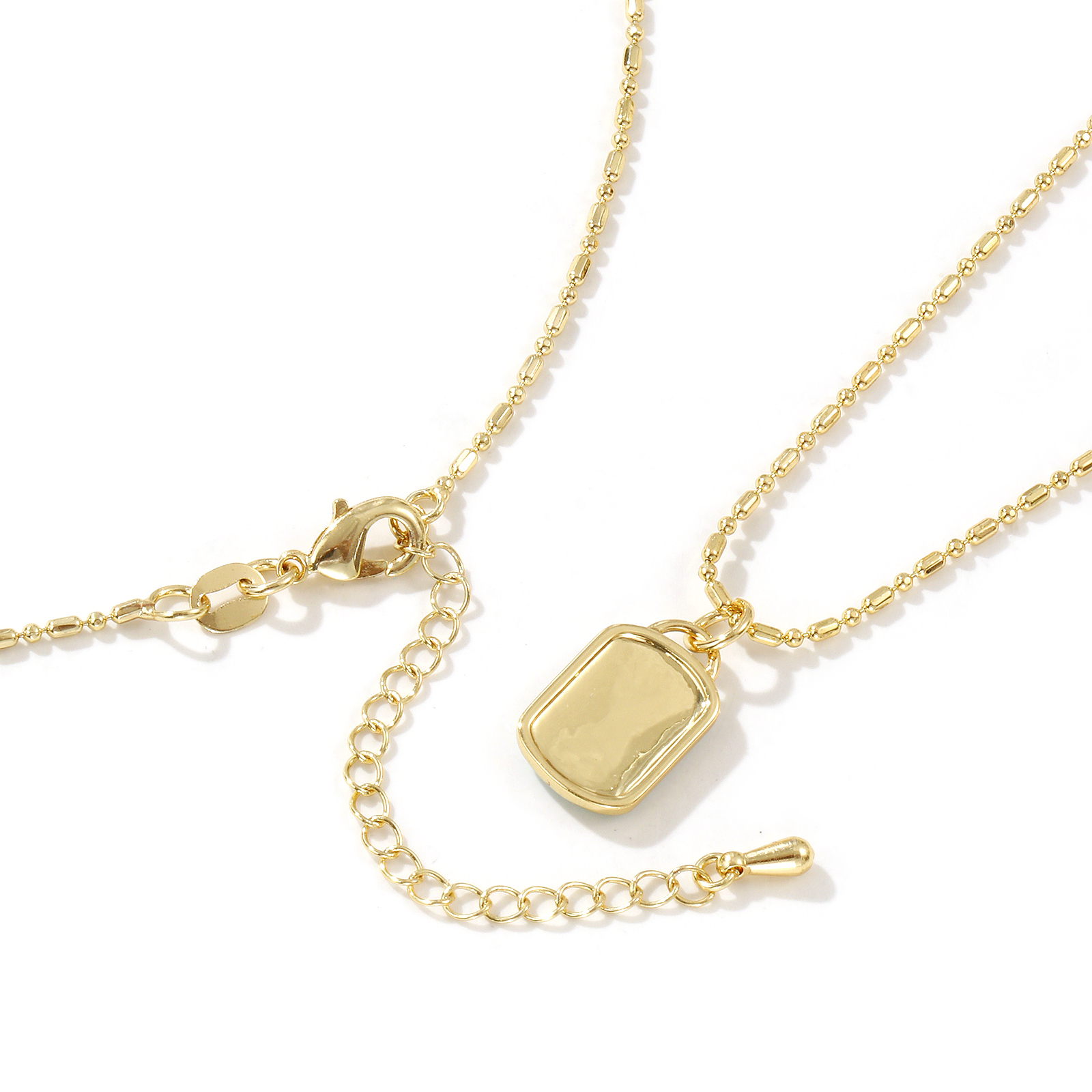 Picture of 18K Real Gold Plated Bamboo Chain Pendant Charm Necklace, Brass 45cm(17.7") + 5cm(2"), For Women, Enamel Retro Geometric Gift, Eco-friendly