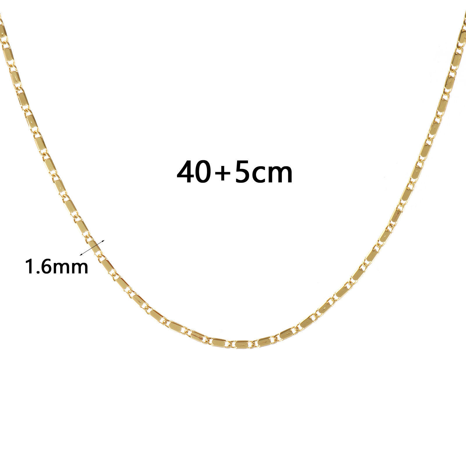 Picture of Real Gold Plated DE Gaulle Chain Necklace, Brass 40cm(15.7") + 5cm(2"), For Women, Minimalist Exquisite Gift, Eco-friendly