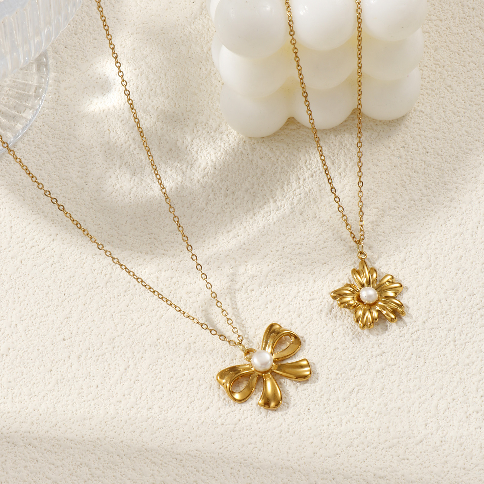 Picture of 18K Real Gold Plated Link Cable Chain Pendant Charm Necklace, 304 Stainless Steel & Natural Pearl 45cm(17.7") + 5cm(2"), For Women, White Exquisite Stylish Gift, Eco-friendly PVD Vacuum Plating