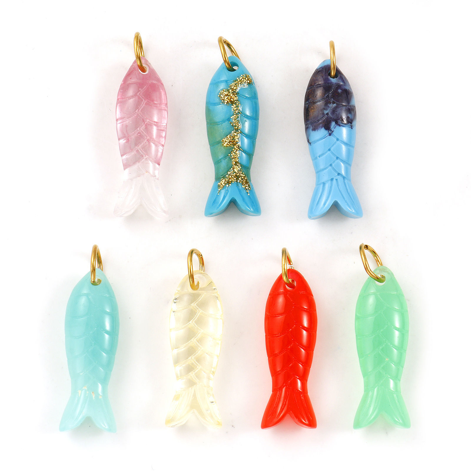 Picture of Eco-friendly PVD Vacuum Plating 304 Stainless Steel & Resin Ocean Jewelry Pendants 18K Real Gold Plated Fish Animal 3D 3.5cm x 1cm