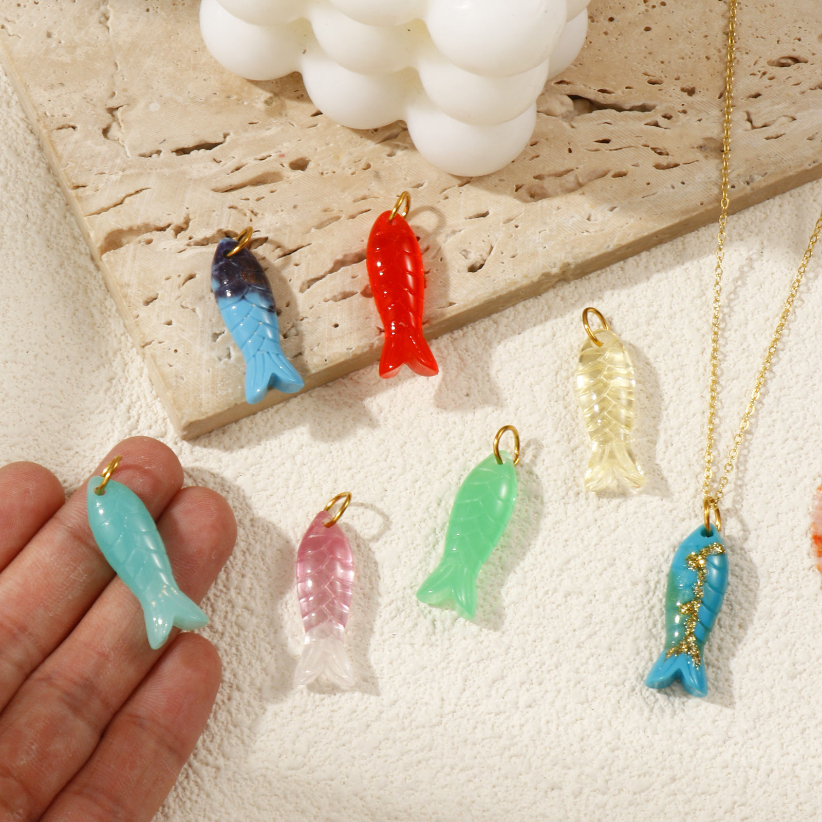 Picture of Eco-friendly PVD Vacuum Plating 304 Stainless Steel & Resin Ocean Jewelry Pendants 18K Real Gold Plated Fish Animal 3D 3.5cm x 1cm
