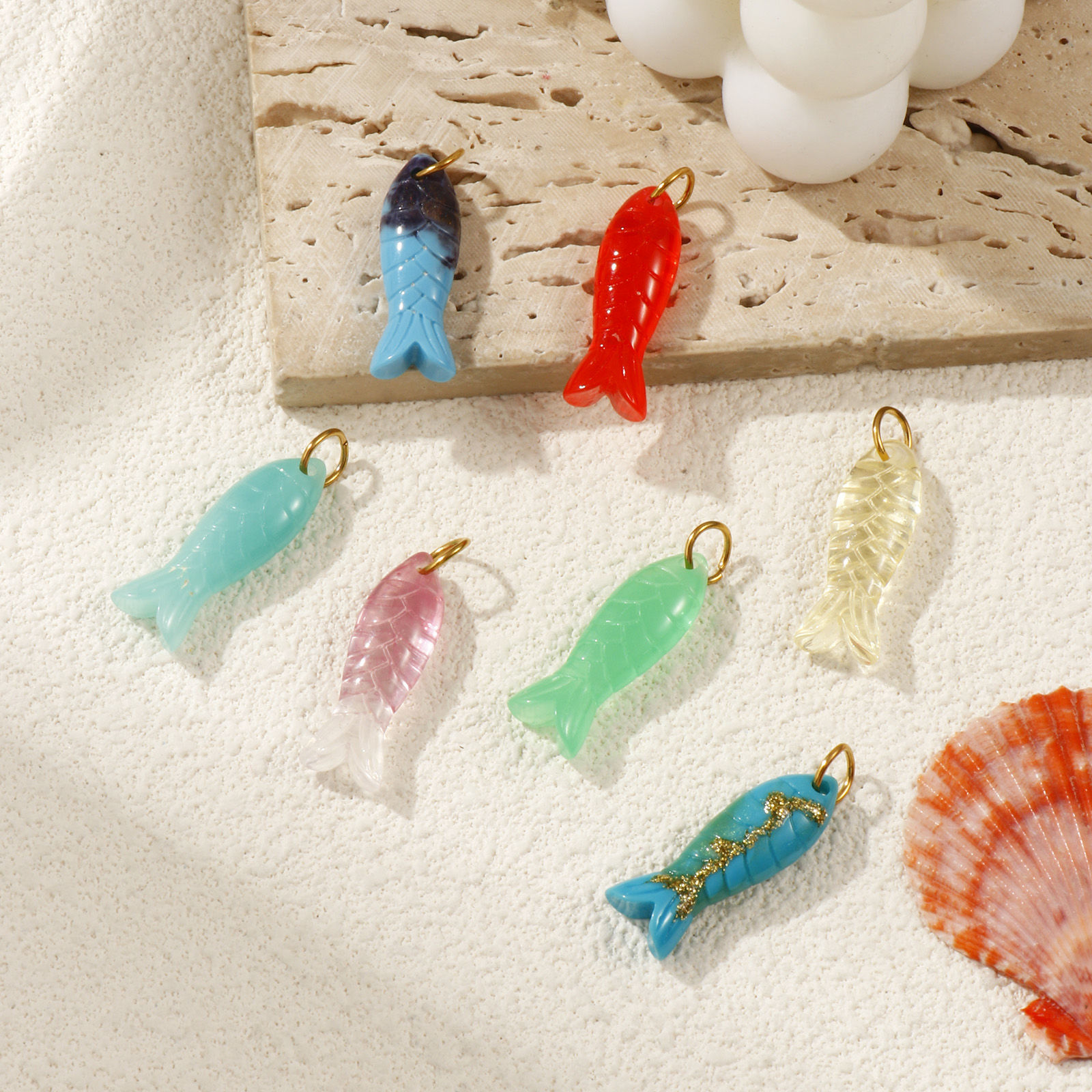 Picture of Eco-friendly PVD Vacuum Plating 304 Stainless Steel & Resin Ocean Jewelry Pendants 18K Real Gold Plated Fish Animal 3D 3.5cm x 1cm