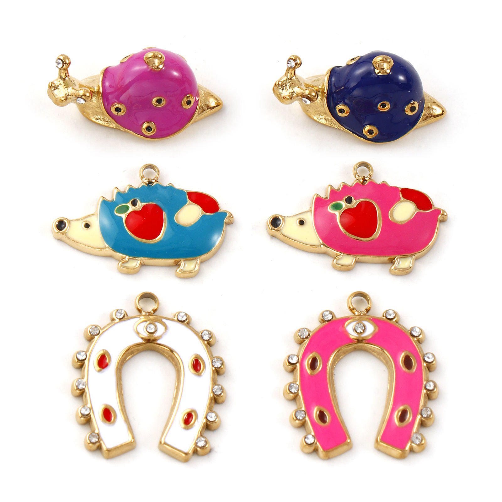 Picture of Eco-friendly PVD Vacuum Plating 304 Stainless Steel Charms 18K Real Gold Plated Enamel