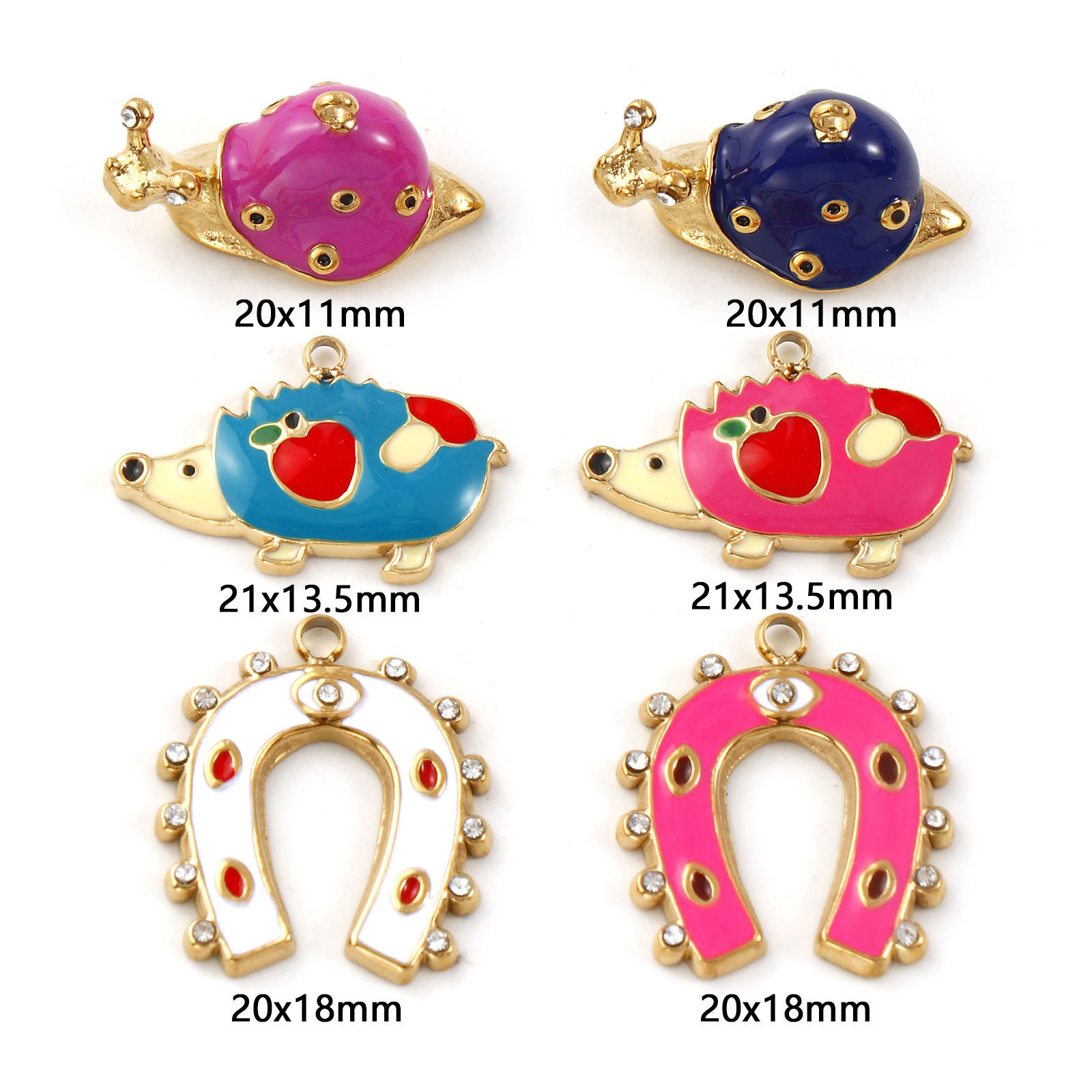 Picture of Eco-friendly PVD Vacuum Plating 304 Stainless Steel Charms 18K Real Gold Plated Enamel