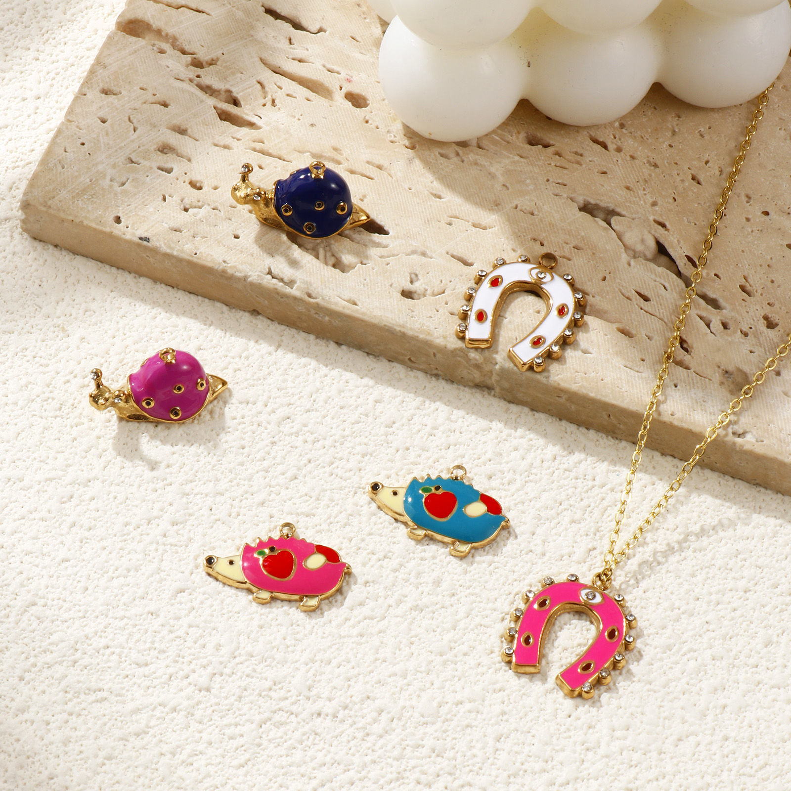 Picture of Eco-friendly PVD Vacuum Plating 304 Stainless Steel Charms 18K Real Gold Plated Enamel