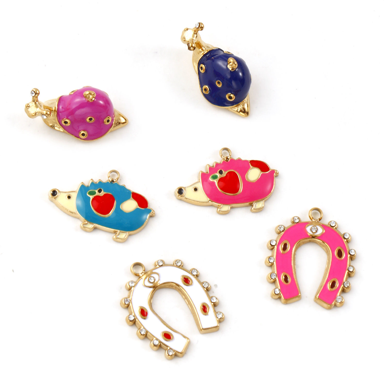 Picture of Eco-friendly PVD Vacuum Plating 304 Stainless Steel Charms 18K Real Gold Plated Enamel